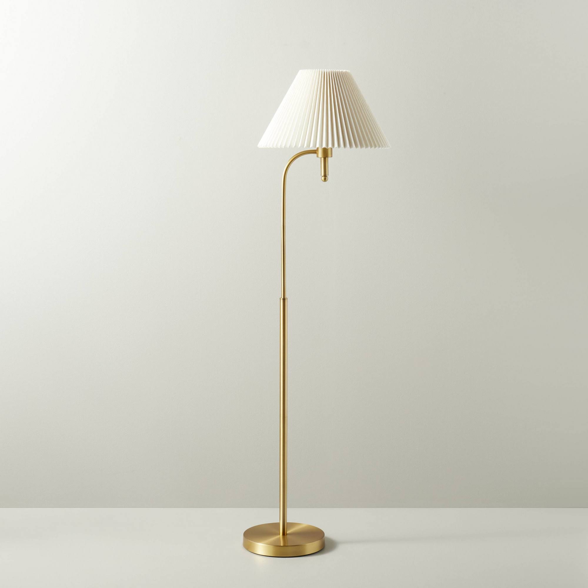 Pleated Shade Metal Floor Lamp Cream/Brass (Includes LED Light Bulb) - Hearth & Hand with Magnolia