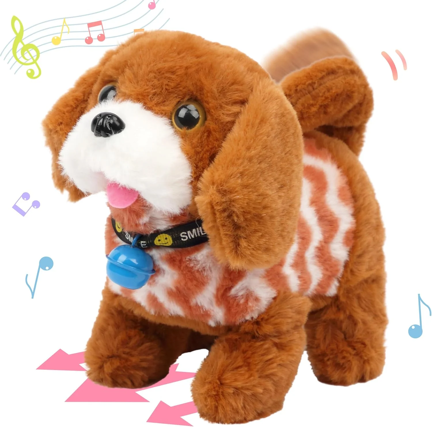 Interactive Hopping Rabbit Electronic Plush Bunny Toy with Sounds and Movements, 7'' Brown