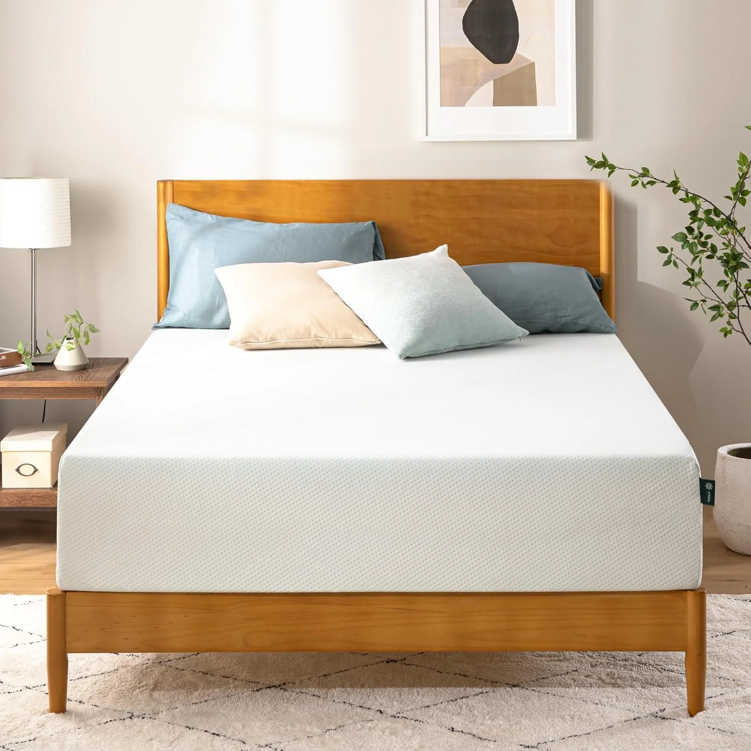 Matelas Zinus Lumbar+ Premium 35,5 cm en mousse à mémoire de forme, soutien lombaire, soulagement ciblé des points de pression, gel rafraîchissant et thé vert, housse fraîche au toucher, fermeté moyenne, certifié CertiPUR US, format King