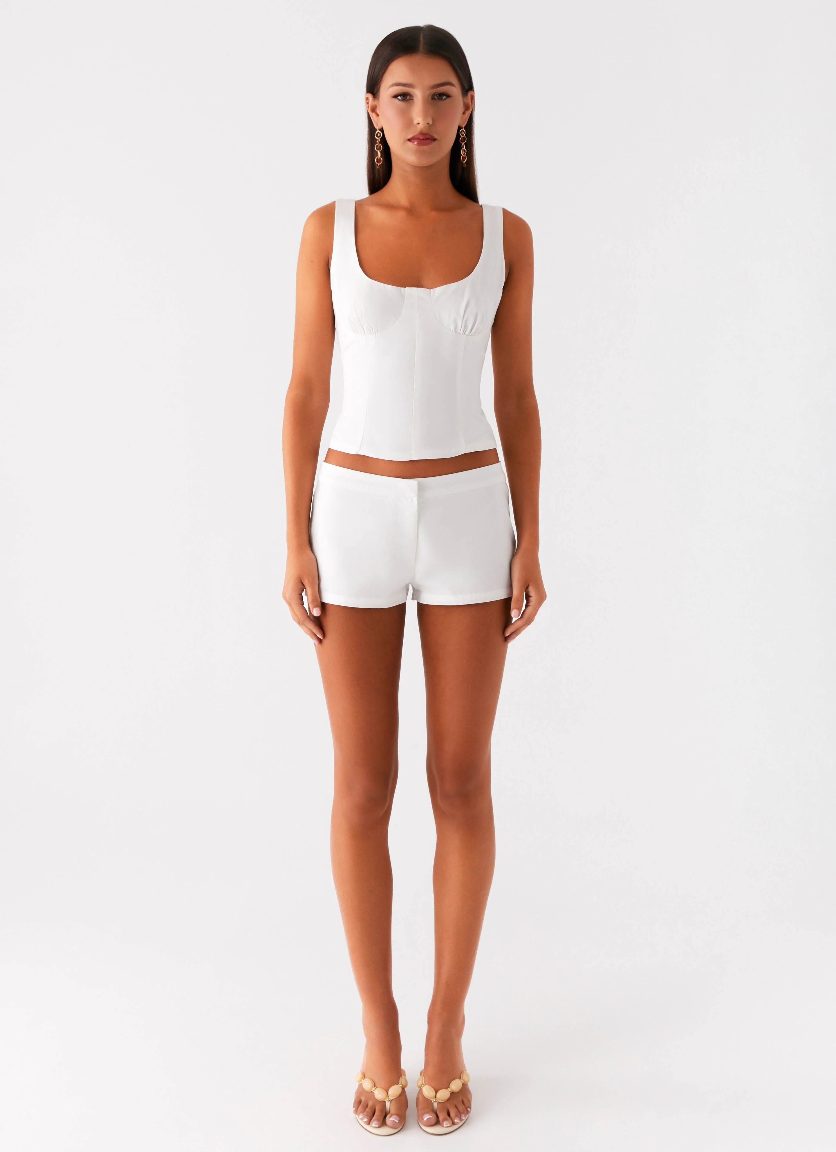 Coastline Cotton Micro Mini Shorts - White