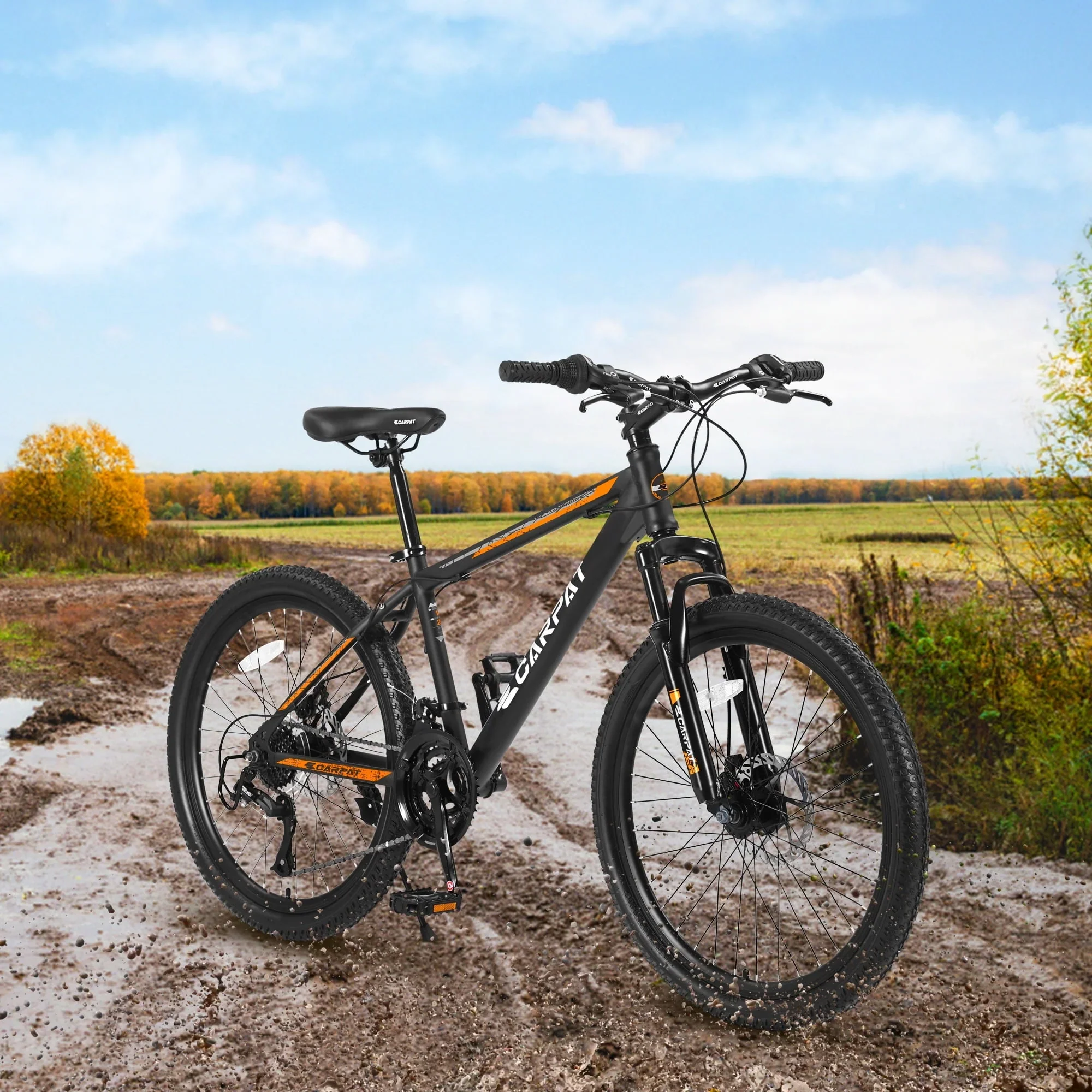 HQZX Unisex 26inch Mountain Bike,Shimano 21 Speeds Suspension MTB Bike for Adult or Teenager,Orange