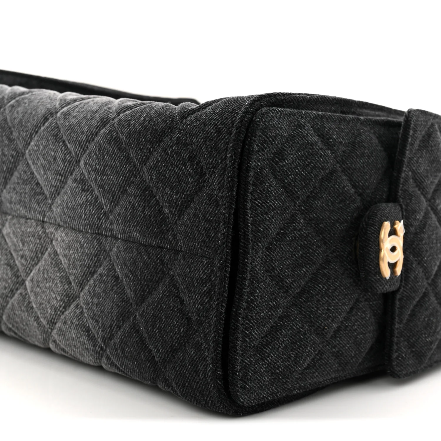 Washed Denim Quilted Small Chanel 25 Handbag Black