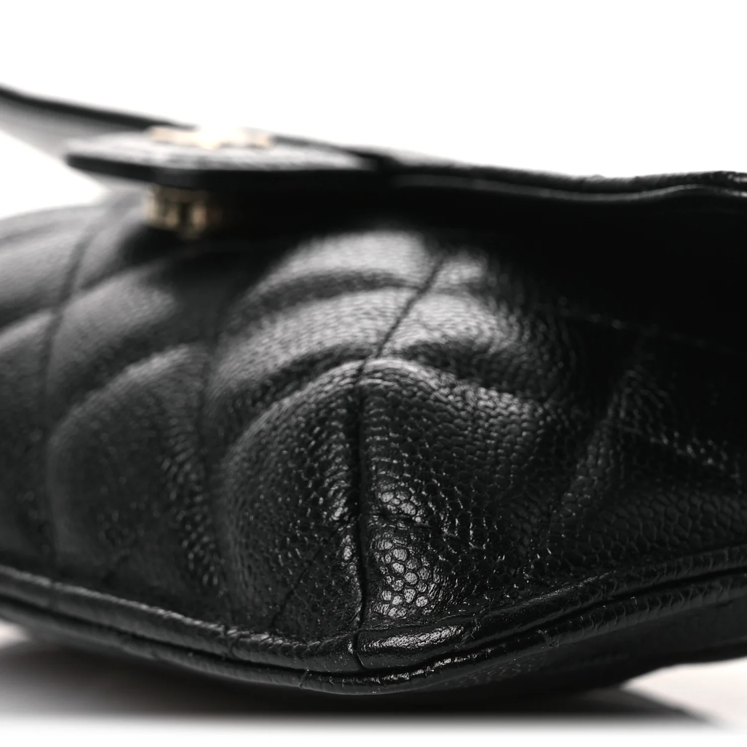 Caviar Fabric Foldable Tote Bag With Chain Black Multicolor