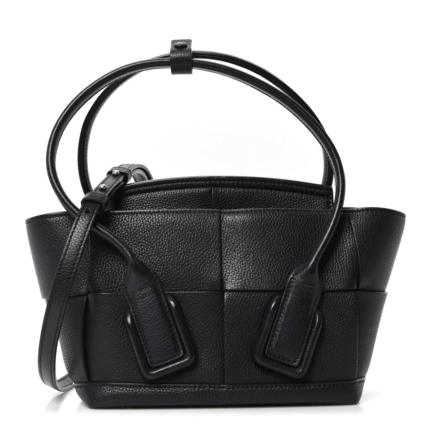 Grained Calfskin Mini Maxi Intrecciato Arco 33 Black