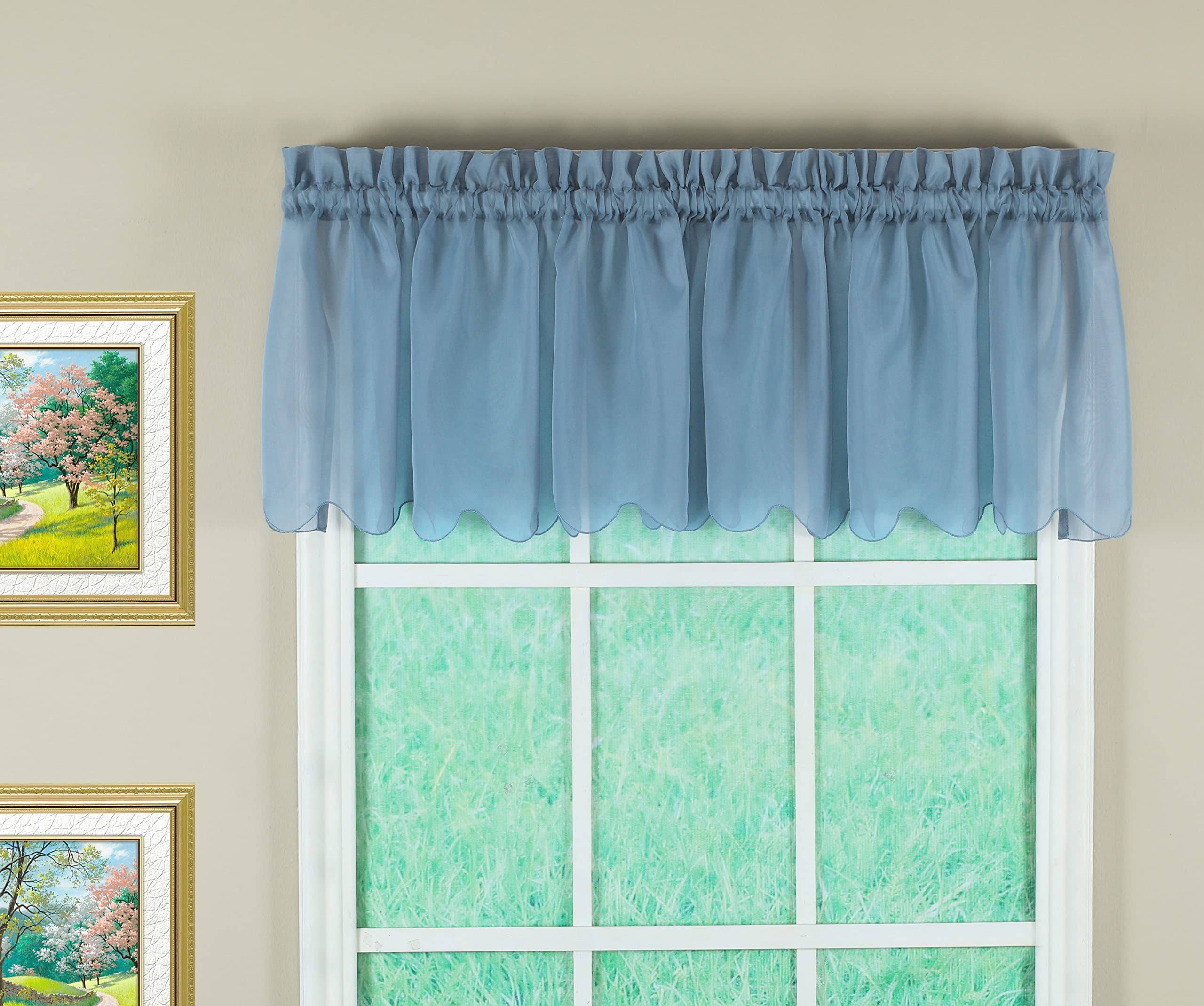 Emelia Voile Sheer Window Collection - Wedge Blue Window Valance