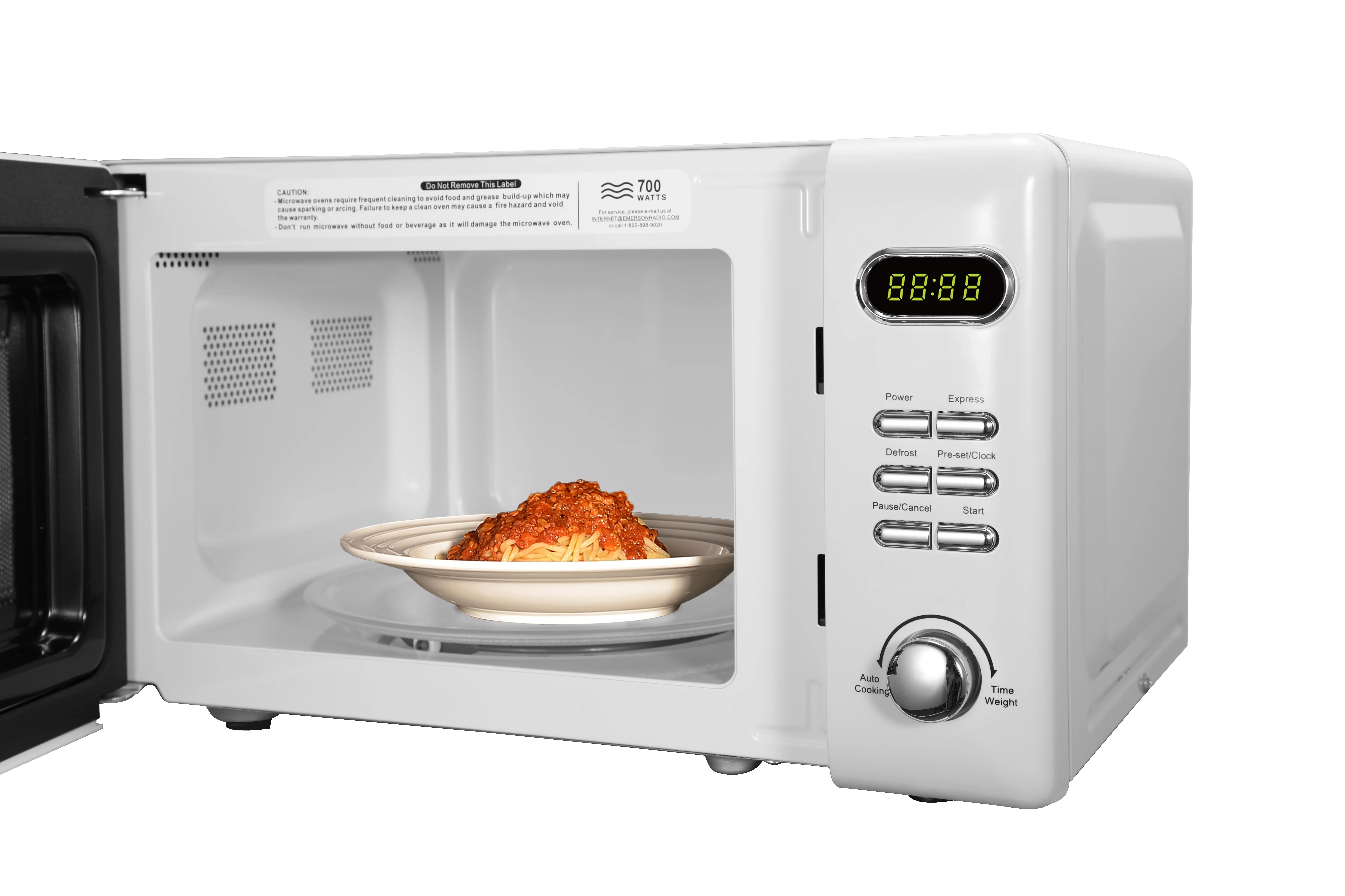 Emerson 0.7 cu ft, 700W White Retro Countertop Microwave Oven, MWR7020W