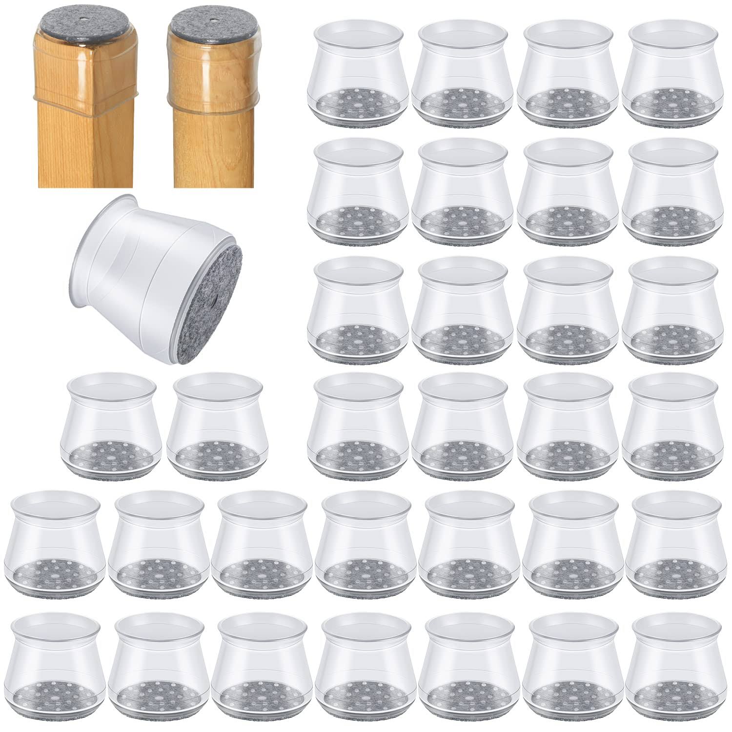 OASMU 32 Pcs Chair Leg Protectors for Hardwood Floors, Silicone Felt Furniture Leg Cover Pad for Protecting Floors from Scratches and