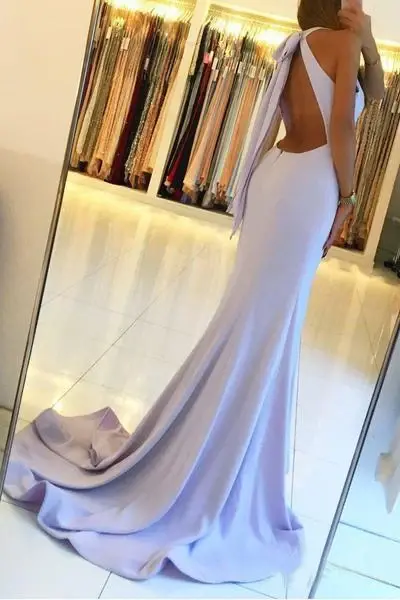 Elegant Backless Mermaid Prom Dresses with Split,Simple Teens Party Dresses DMI23