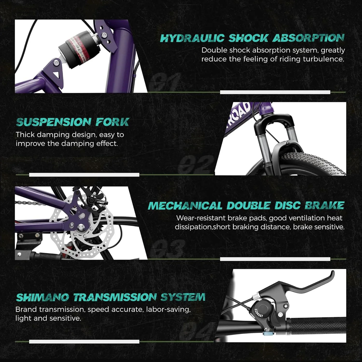 SUNCROWN 26 Inch Folding Mountain Bike, 21 Speed Full Suspension High-Carbon Steel MTB Foldable Bicycle, Dual Disc Brake Non-Slip Folding Bikes for Adults/Men/Women, Black