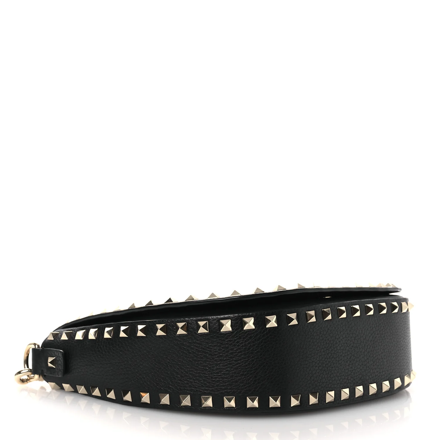 Grained Calfskin Rockstud Saddle Bag Black