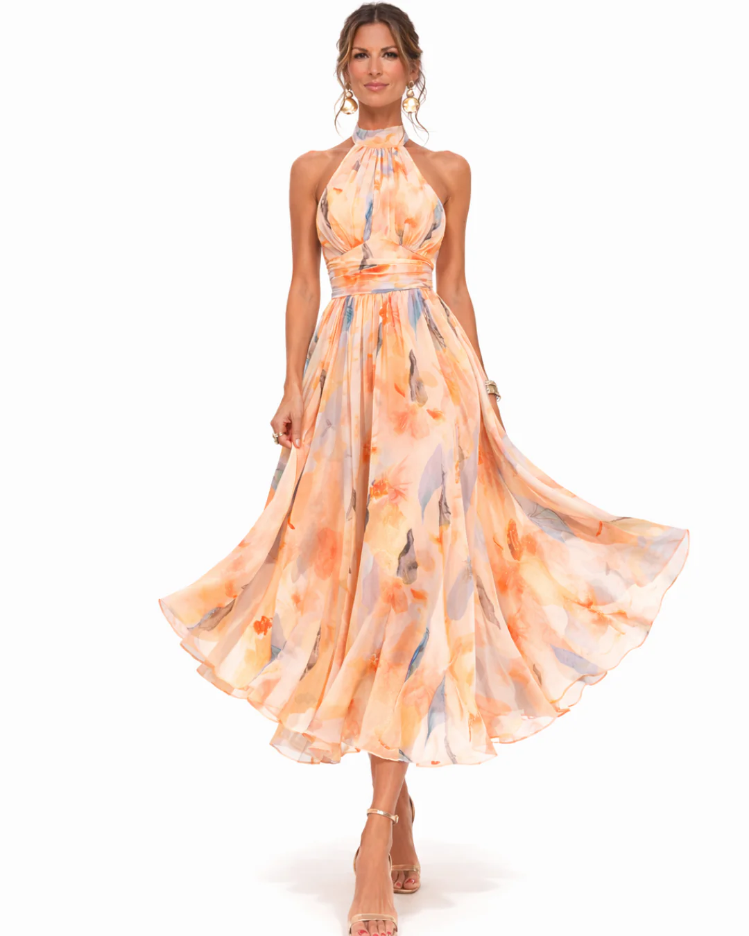 Aurora - Robe à Col Halter et Imprimé Aquarelle