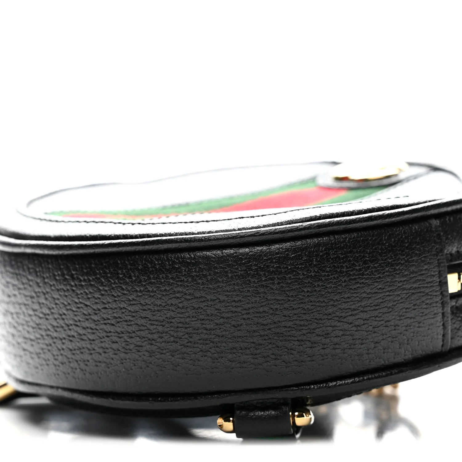 Grained Calfskin Web Mini Ophidia Round Shoulder Bag Black