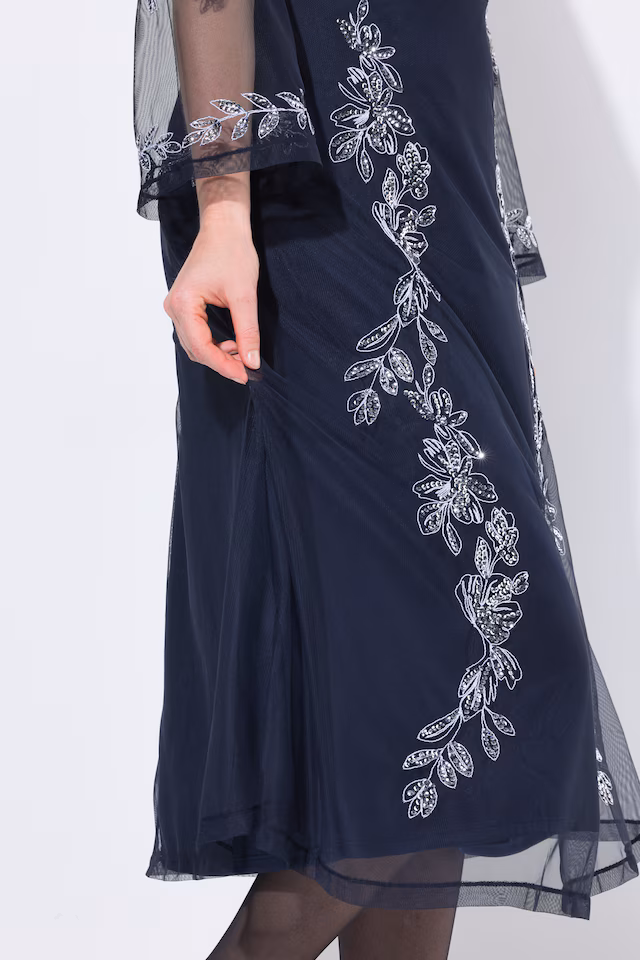 Sequined Floral Embroidery Dress