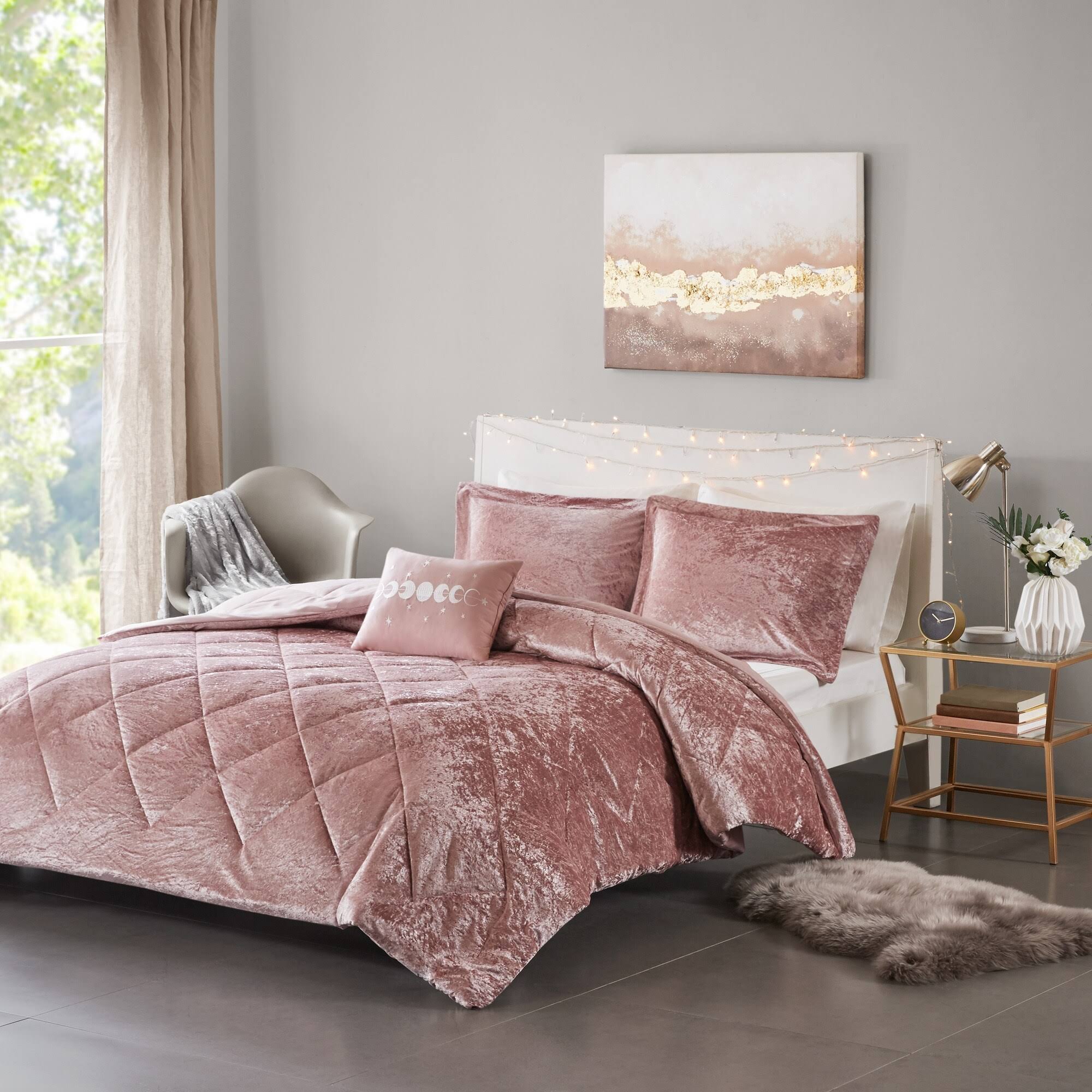 Intelligent Design Felicia King/Cal King Blush Velvet Duvet Cover Set