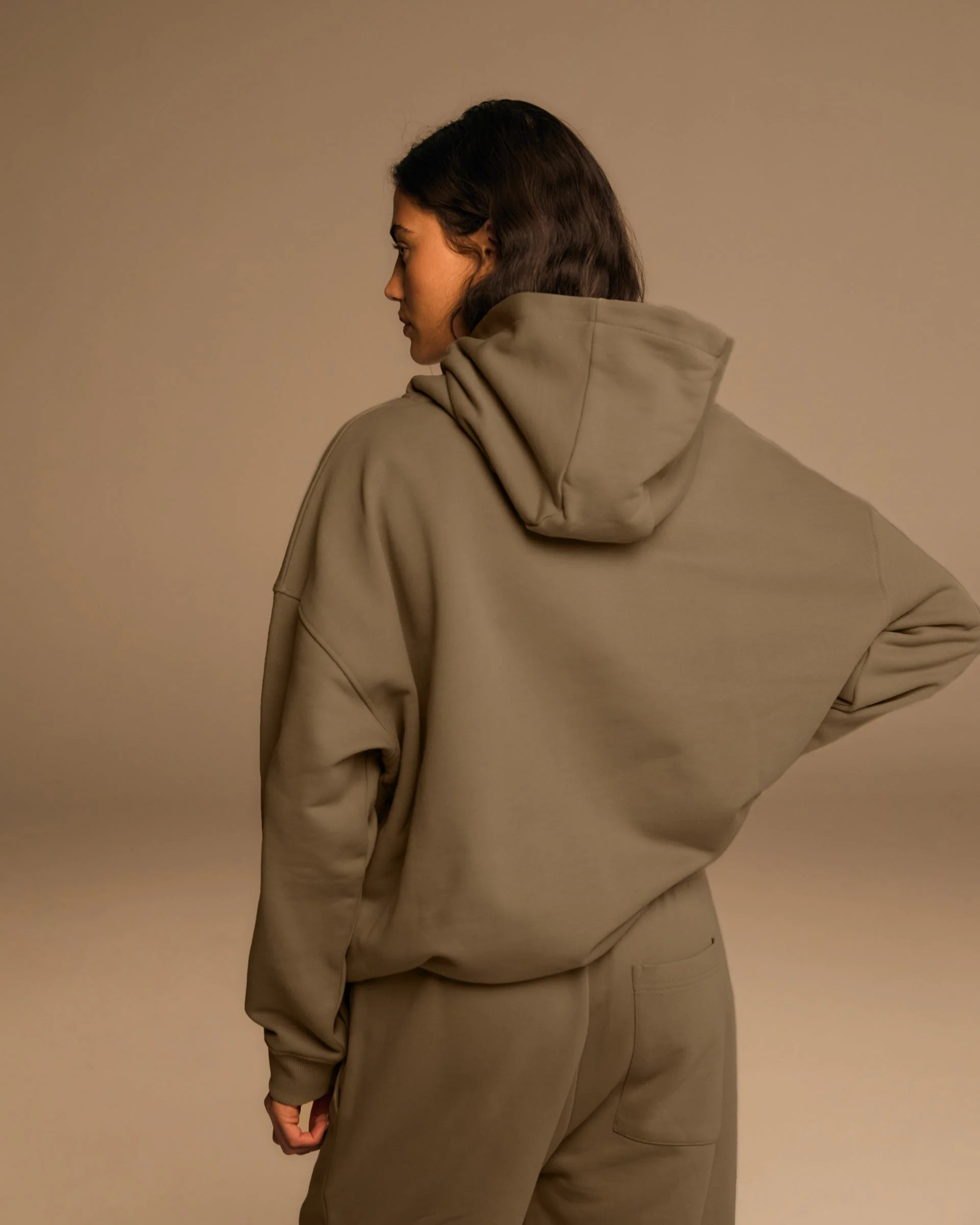 Varsity Oversized Hoodie - Khaki Beige