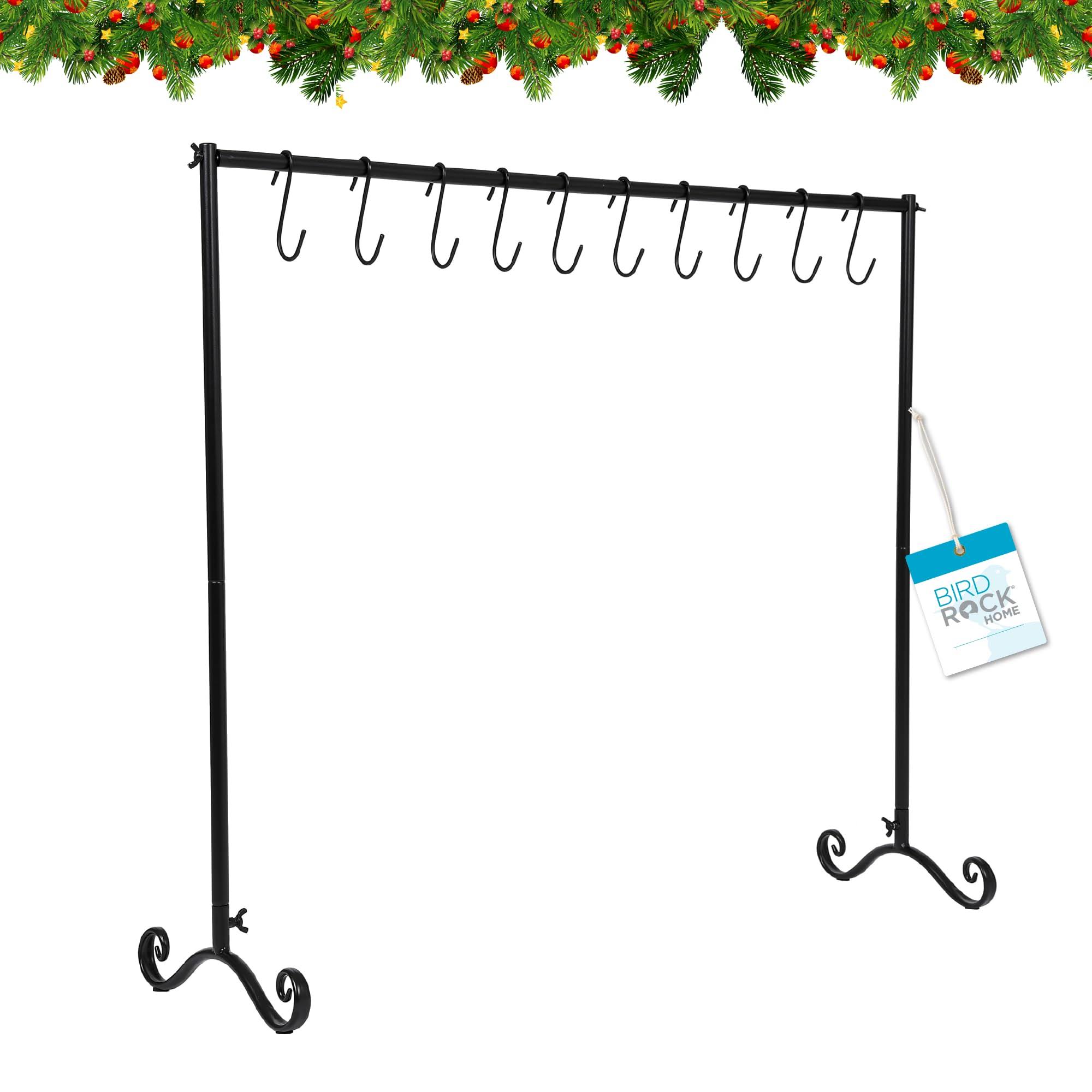 Birdrock Home 10 Hook Christmas Stocking Holder Stand for Floor | Lightweight Freestanding Rack | Iron Metal | Holiday Decor Hanger | Black