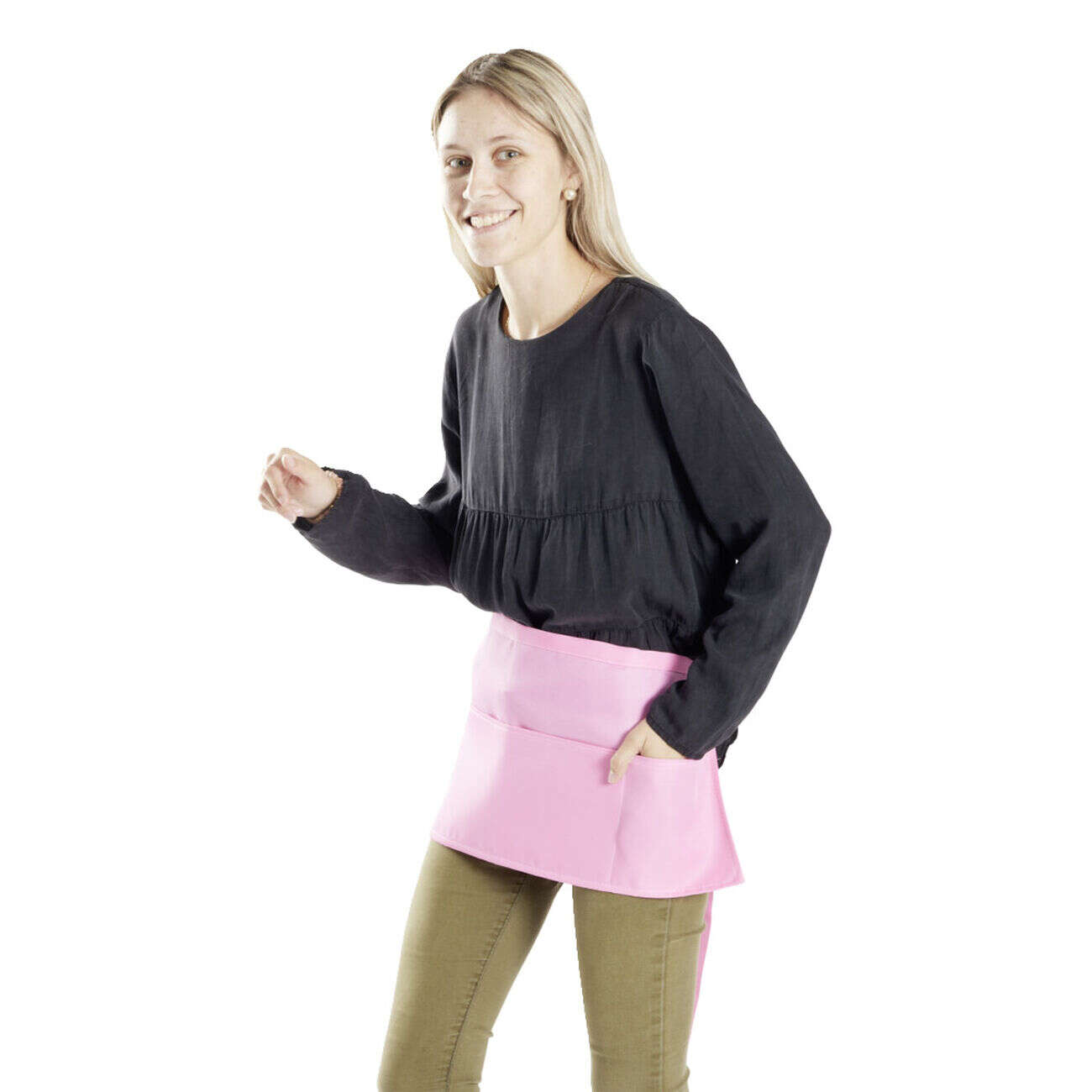 Tablier court en tissu rose 28x58cm (2 modèles)