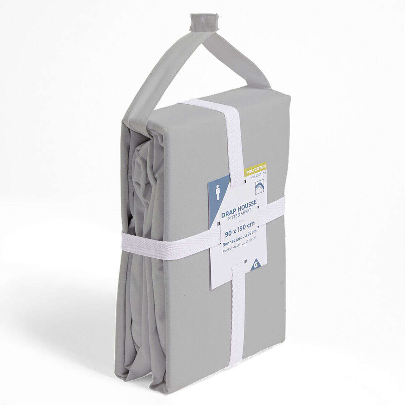 Drap housse 90x190cm polycoton gris