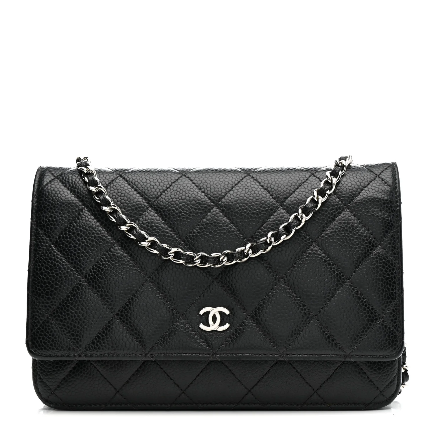 Caviar Quilted Wallet on Chain WOC Black