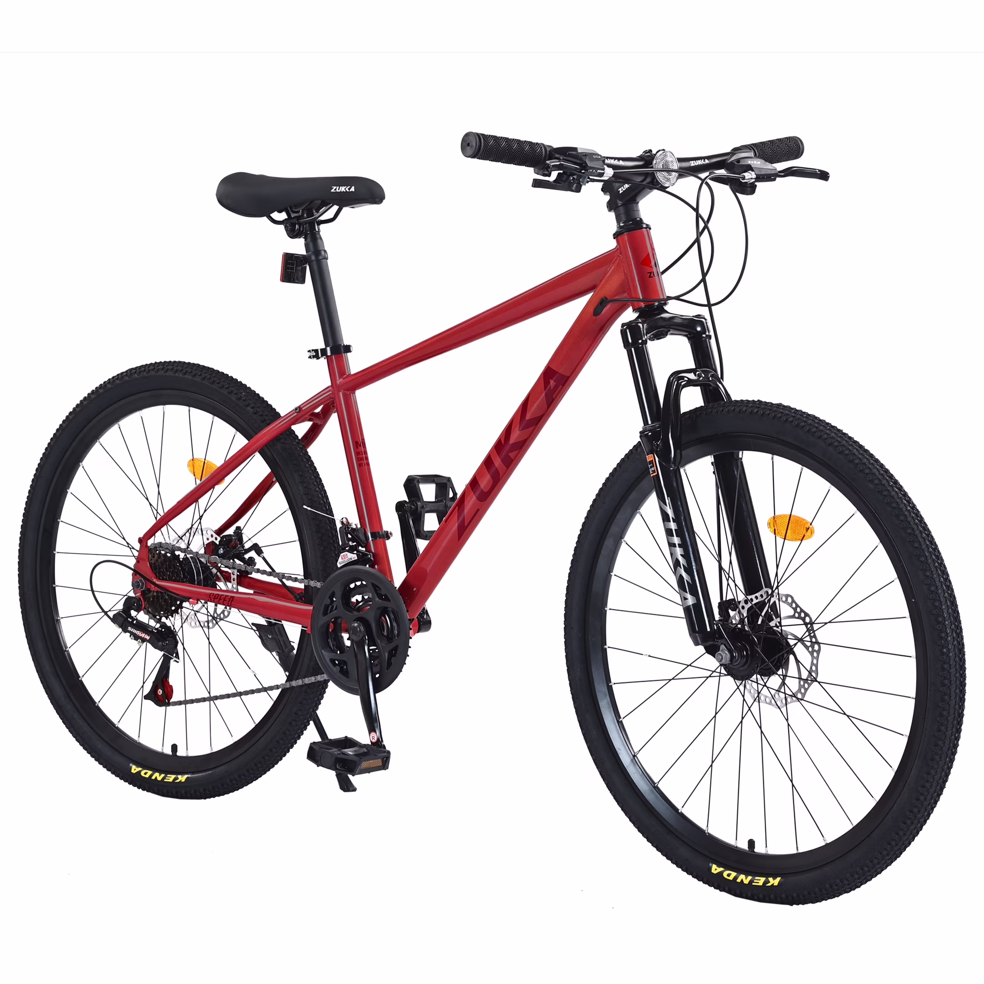 Aukfa 26 Mountain Bike for Men/Women,24 Speed Adult Bicycle Suspension Fork,Fits Riders 5'4 - 6'2Red