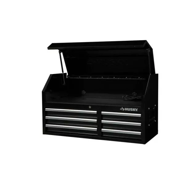 Commode haute à 6 tiroirs de 41 pouces, couleur noire