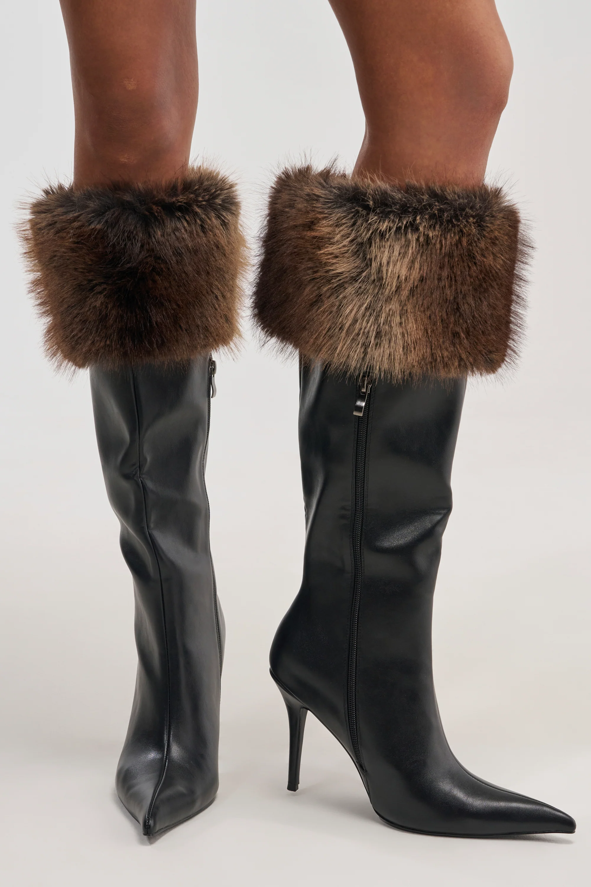 AZALEA WANG DOVE BLACK FUR TOPLINE BOOT - Akira Store