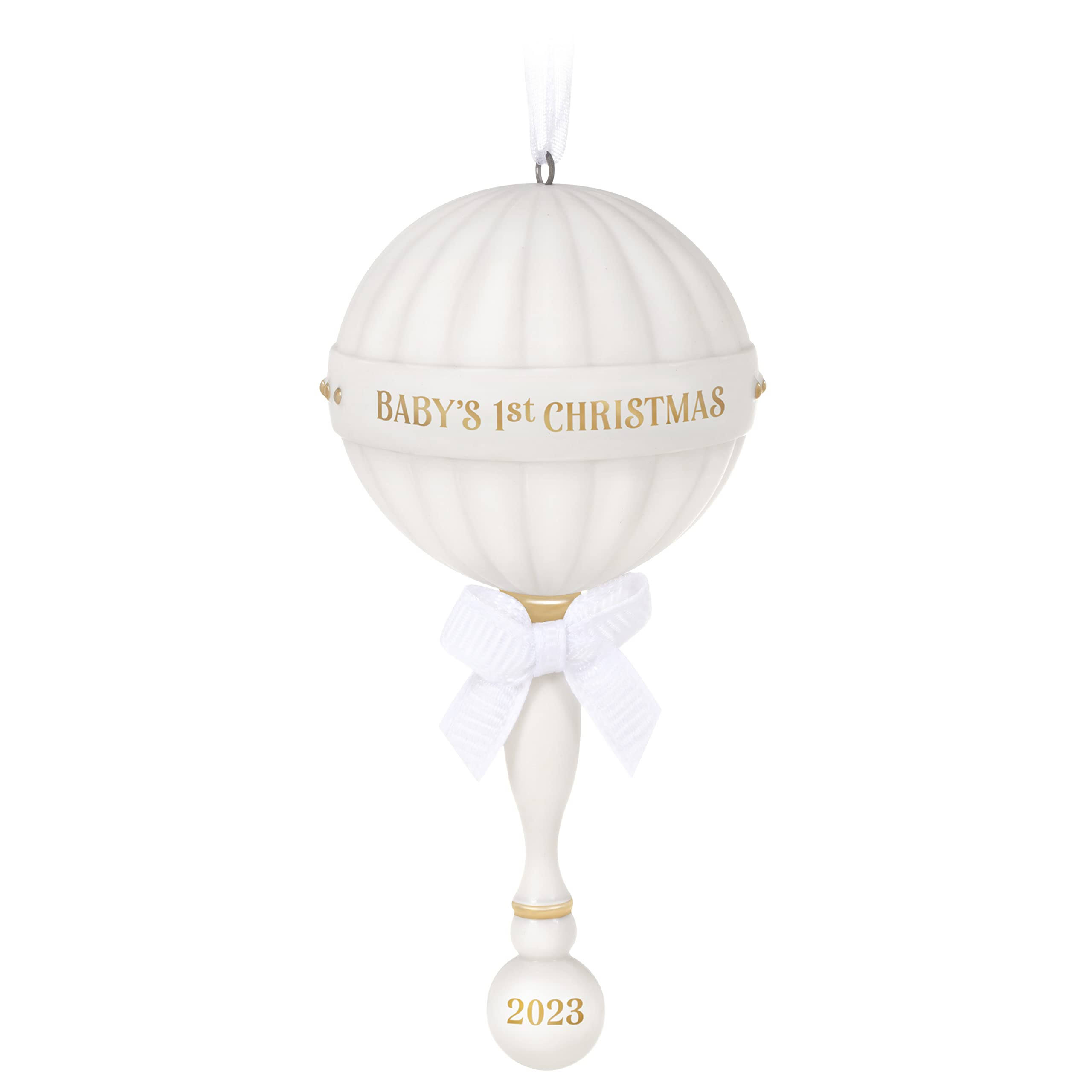 Hallmark Baby's First Christmas Rattle 2023 Porcelain Ornament