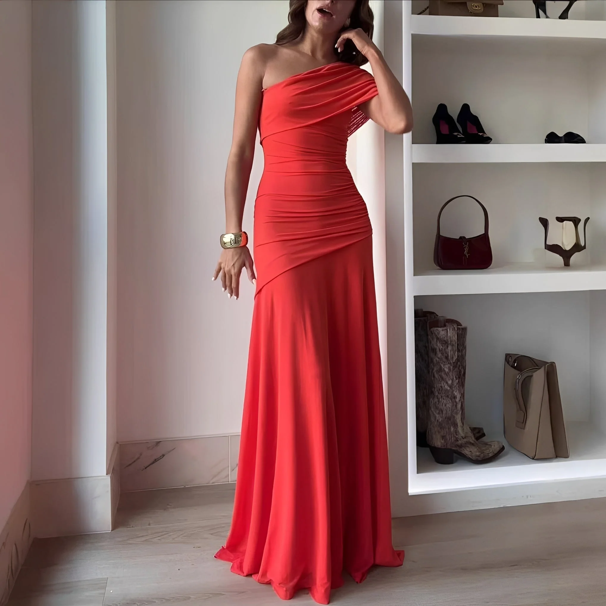 Marga - Robe Maxi Épaules Dénudées Élégante