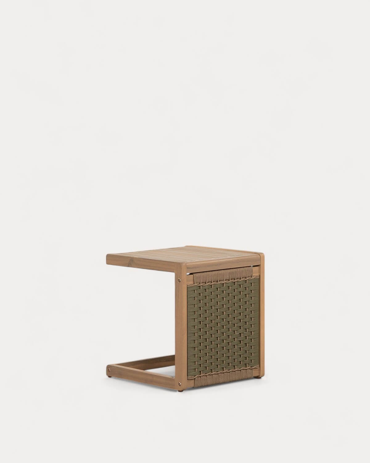 Mirle - Mesa Auxiliar de Exterior de Madera de Acacia y Cuerda (40x40 cm) Mirle