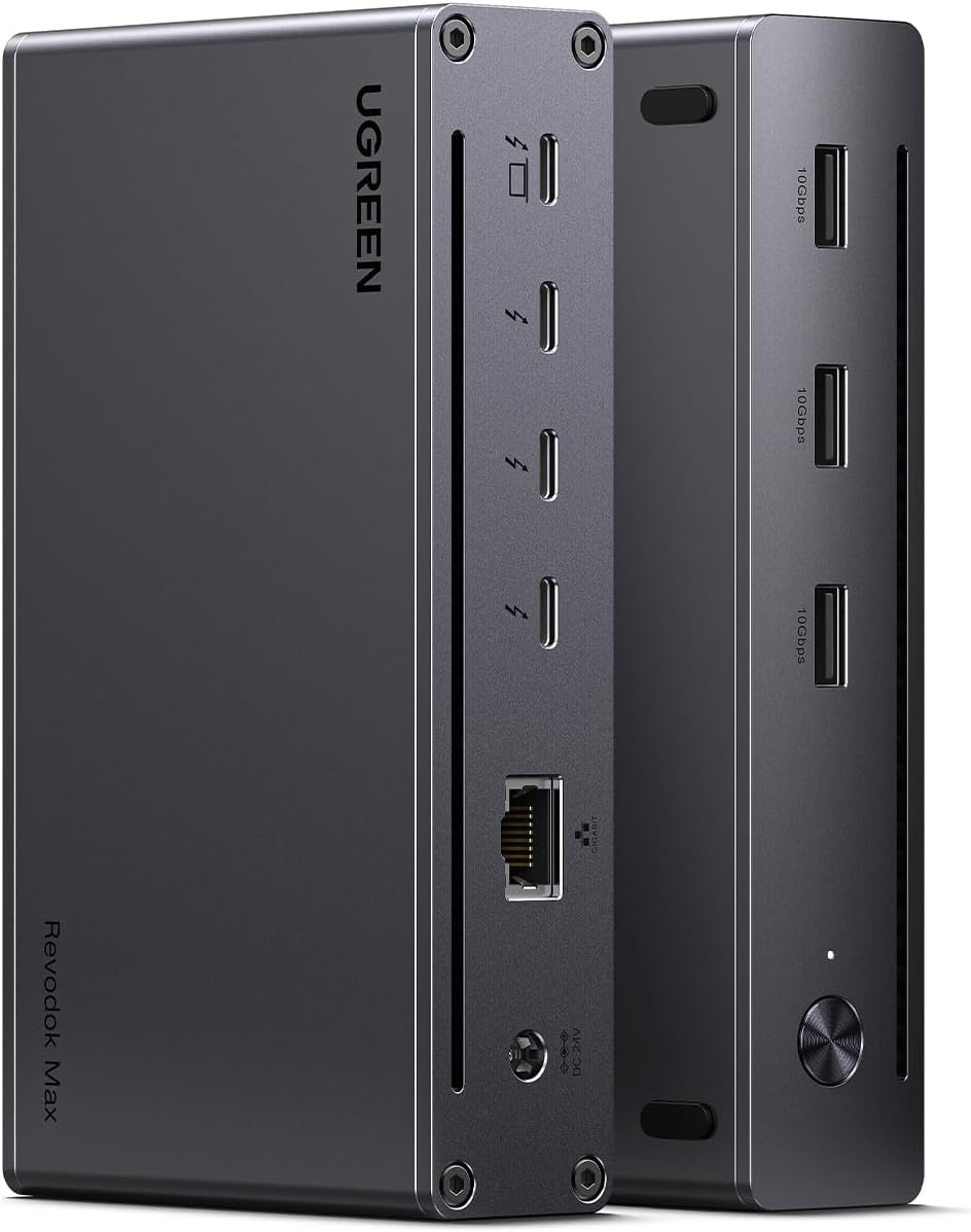 UGREEN Thunderbolt 4 Dock 8-in-1 40Gbps TB4 Hub 3 x TB 4 Dual 4K@60Hz or Single 8K Display  85W Charging  Gigabit Ethernet  3 x USB A 3.2. Revodok Max 208 for Mac M1/M2/M3/M4 Pro/Max