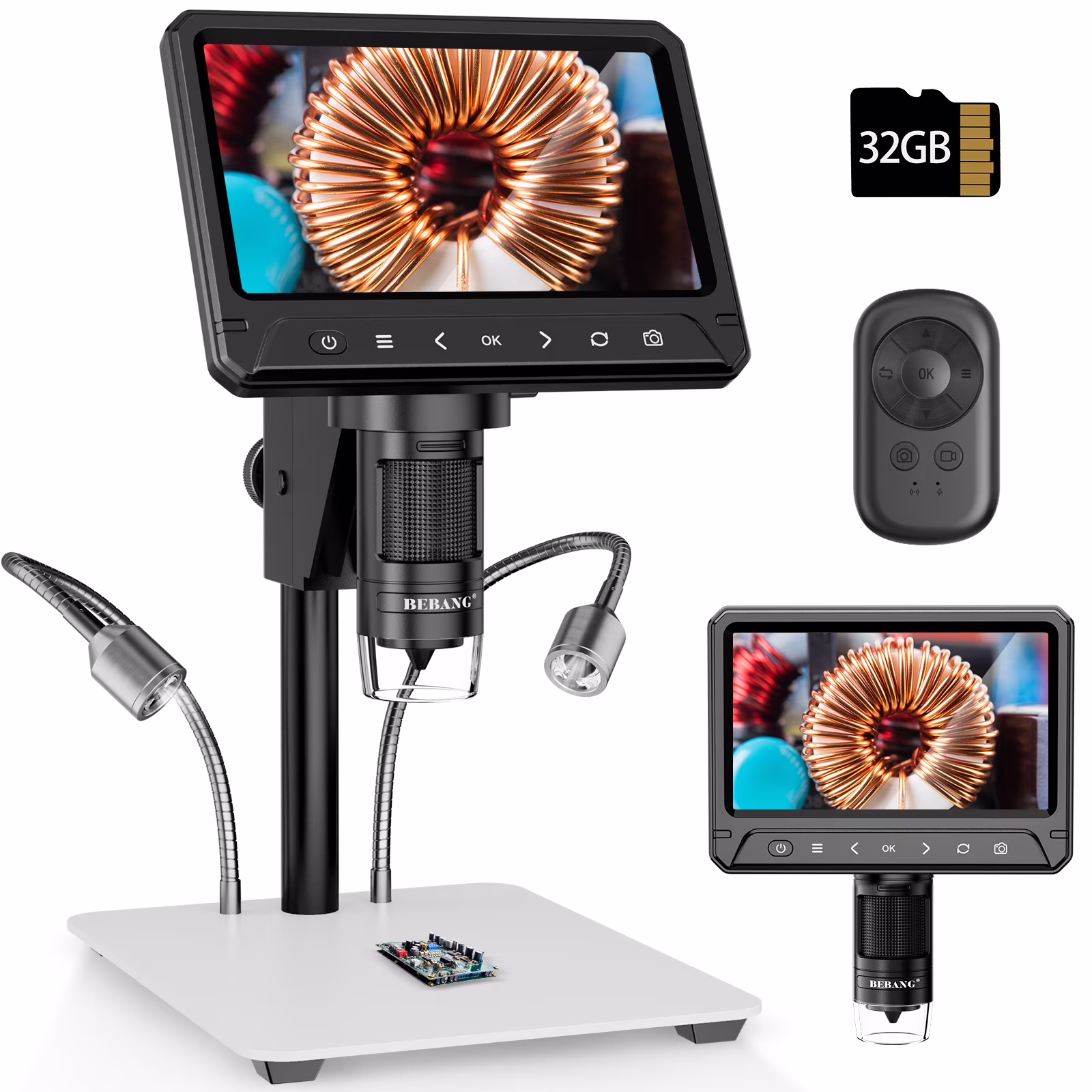 7" LCD Digital Microscope, 1200X Soldering Microscope for Error Coins Adults Kids, Windows, MacOS