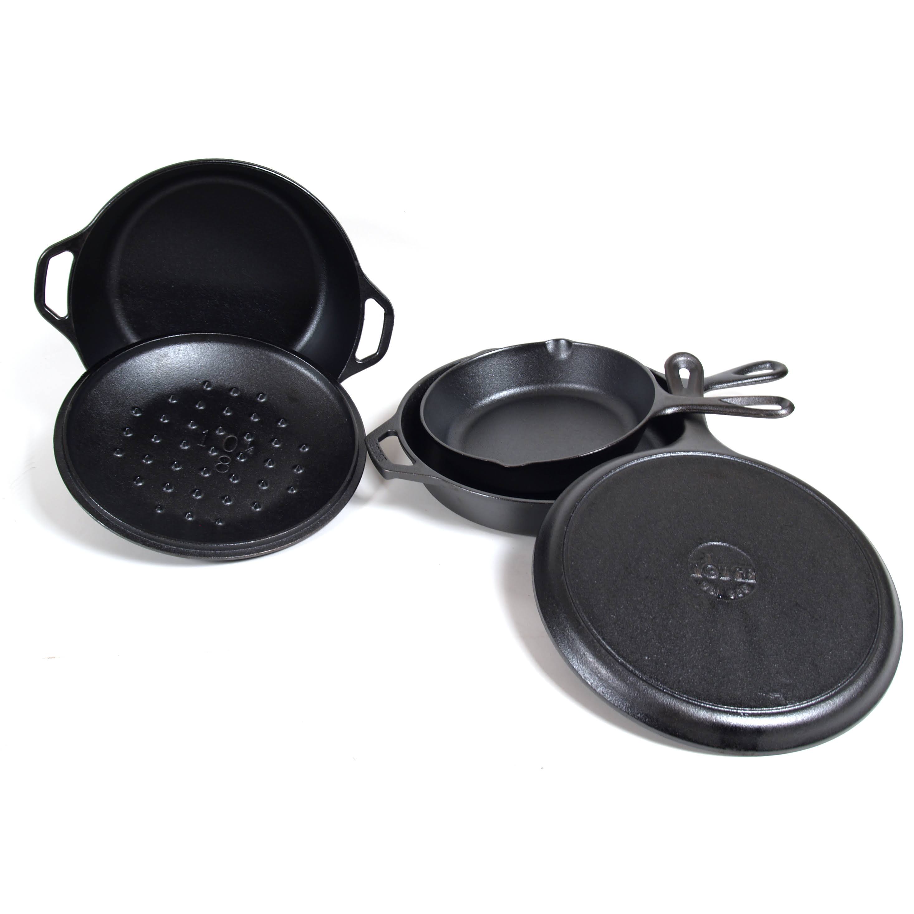 Lodge 5-Piece Pre-Seasoned Cast-Iron Cookware Set, Black