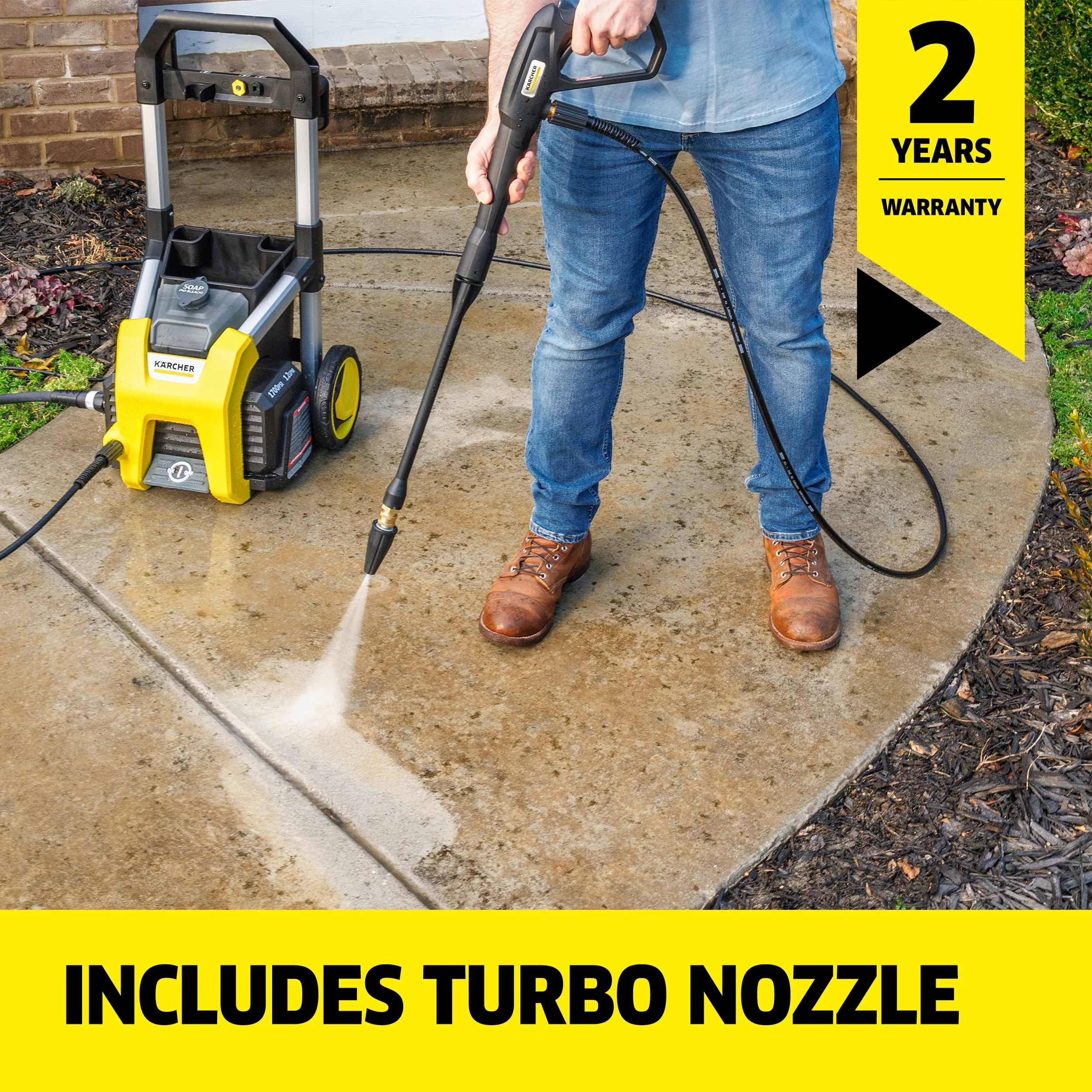 Pressure Washer K1700, CETA Certified, 3 Spray Nozzles, Detergent Tank, For Cars, Driveways, Siding, Patios, 1.2 max. GPM - Image 6