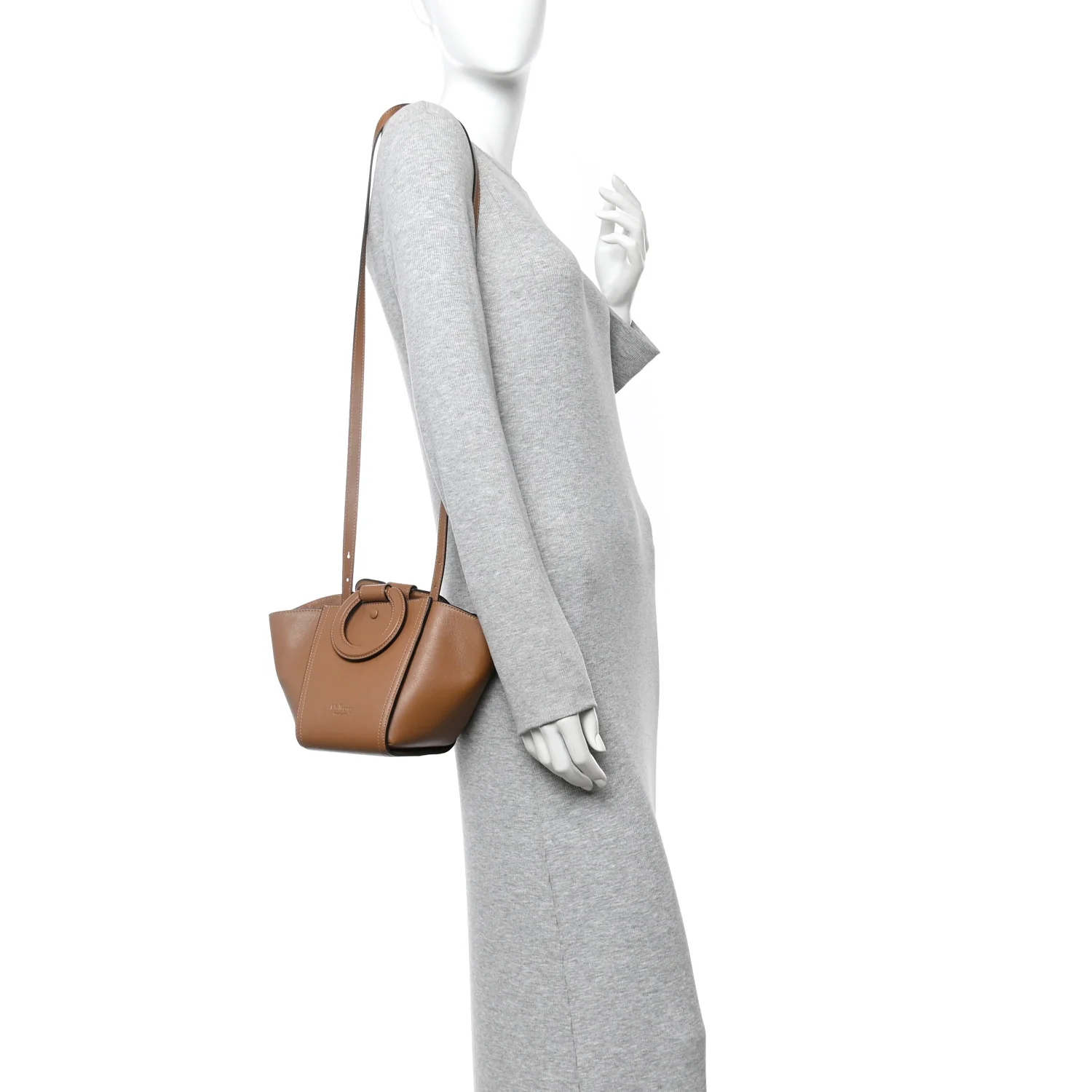 Silky Calfskin Mini Rider's Top Handle Bag Teak