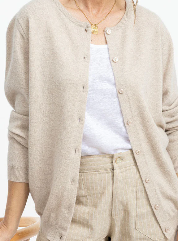 Cardigan femme en cachemire beige