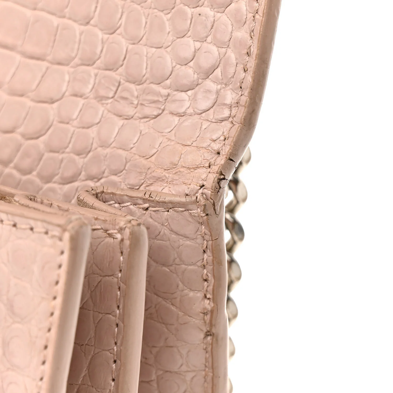 Calfskin Crocodile Embossed Medium Monogram Sunset Rose Antic