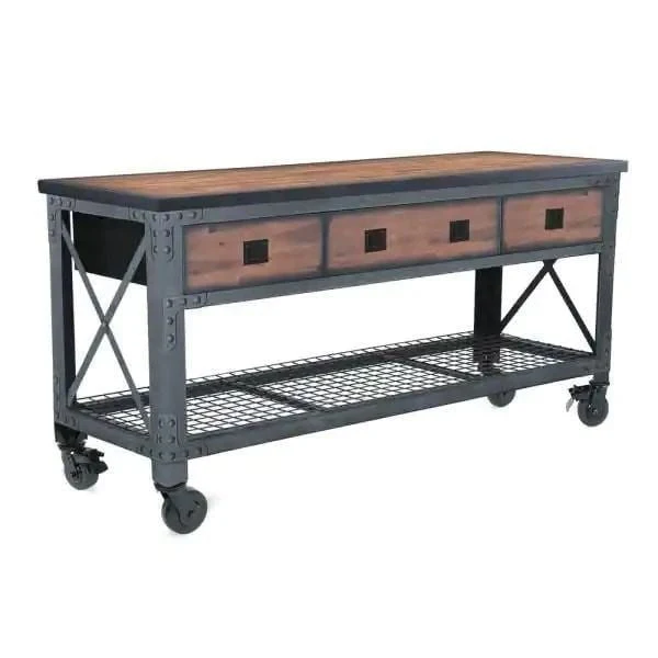 Établi industriel roulant à 3 tiroirs de 183 cm (72 po) avec plateau en bois, de la marque Building Products