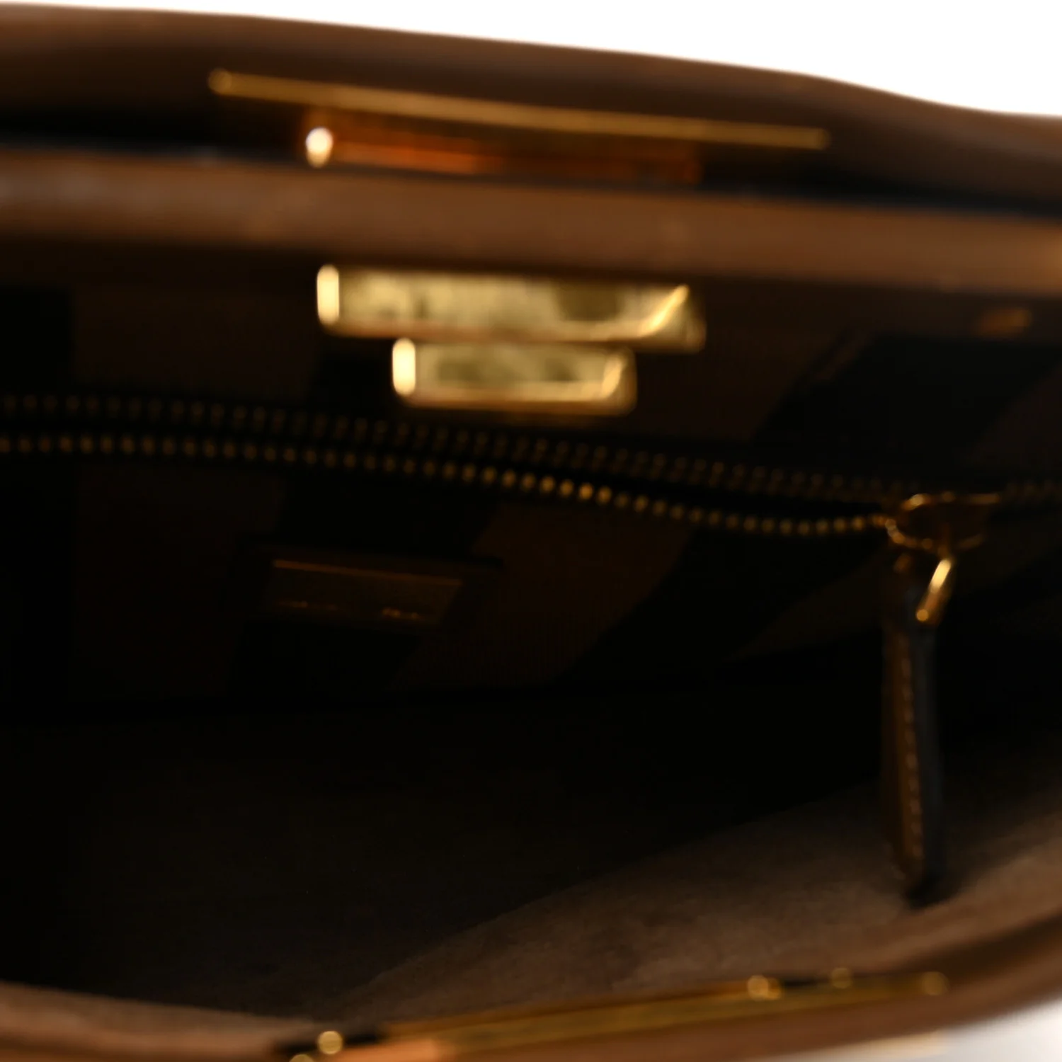 Vitello Morgan Fabric Jacquard Pequin Medium Peekaboo Iconic Satchel Foresta Tobacco Black