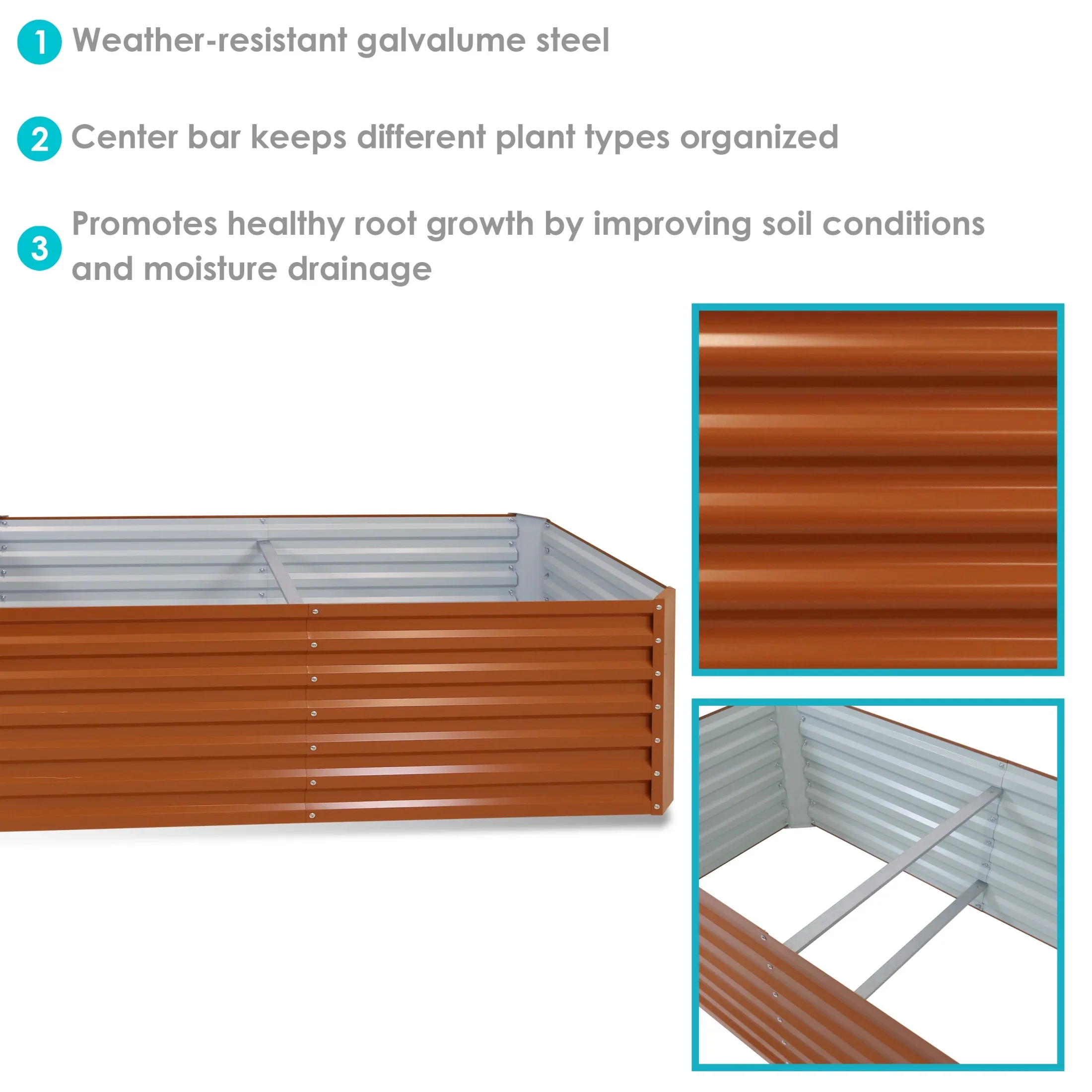 Sunnydaze 71 x 35.5 x 23.5 Rectangular Silver Galvalume Steel Raised Garden Bed