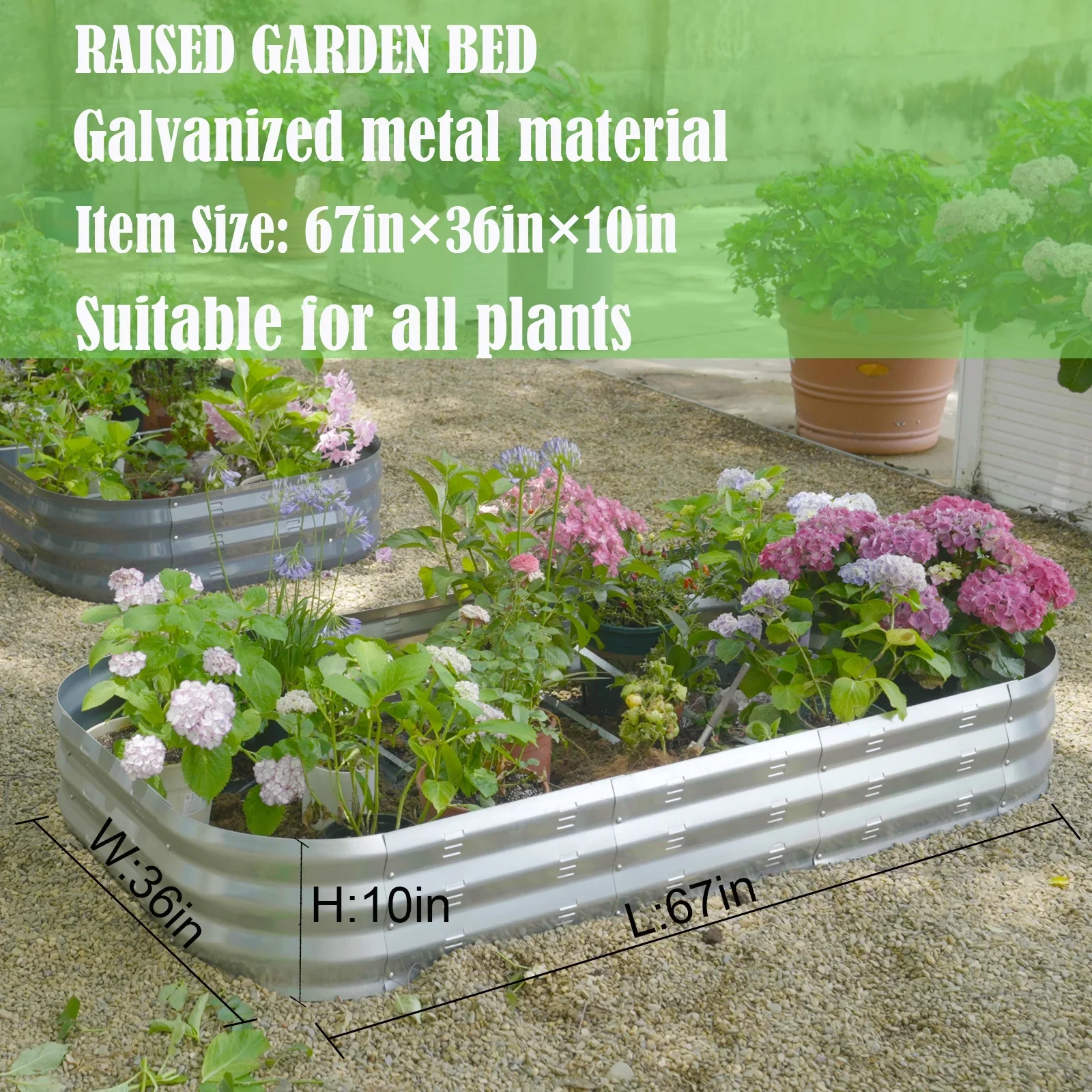 Galvanized Raised Garden Bed Kit, 2Pack Large Metal Raised Garden Beds for Vegetables, Galvanized Planter Raised Garden Boxes Outdoor (Silver)
