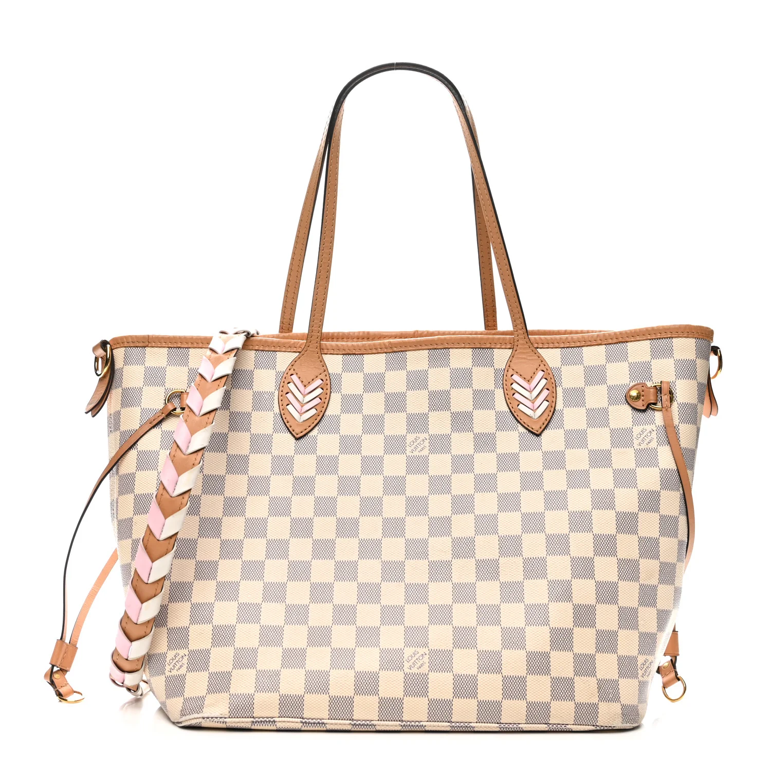 Damier Azur Braided Neverfull MM Orange