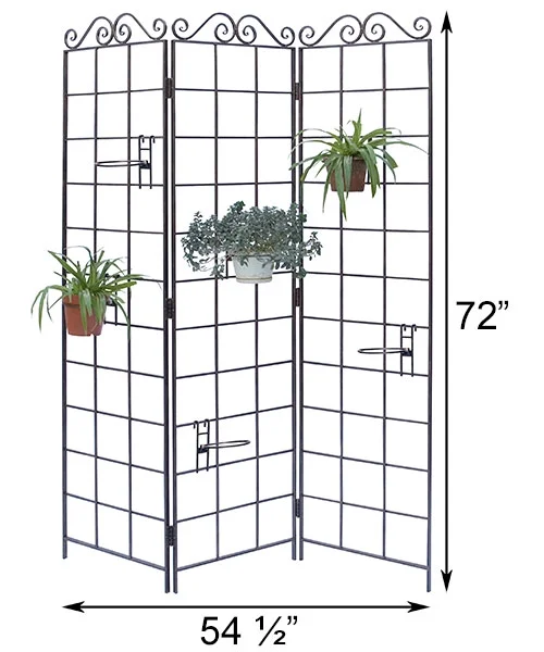 Panacea Garden Screen with Six Pot Holders, Bronze, 72