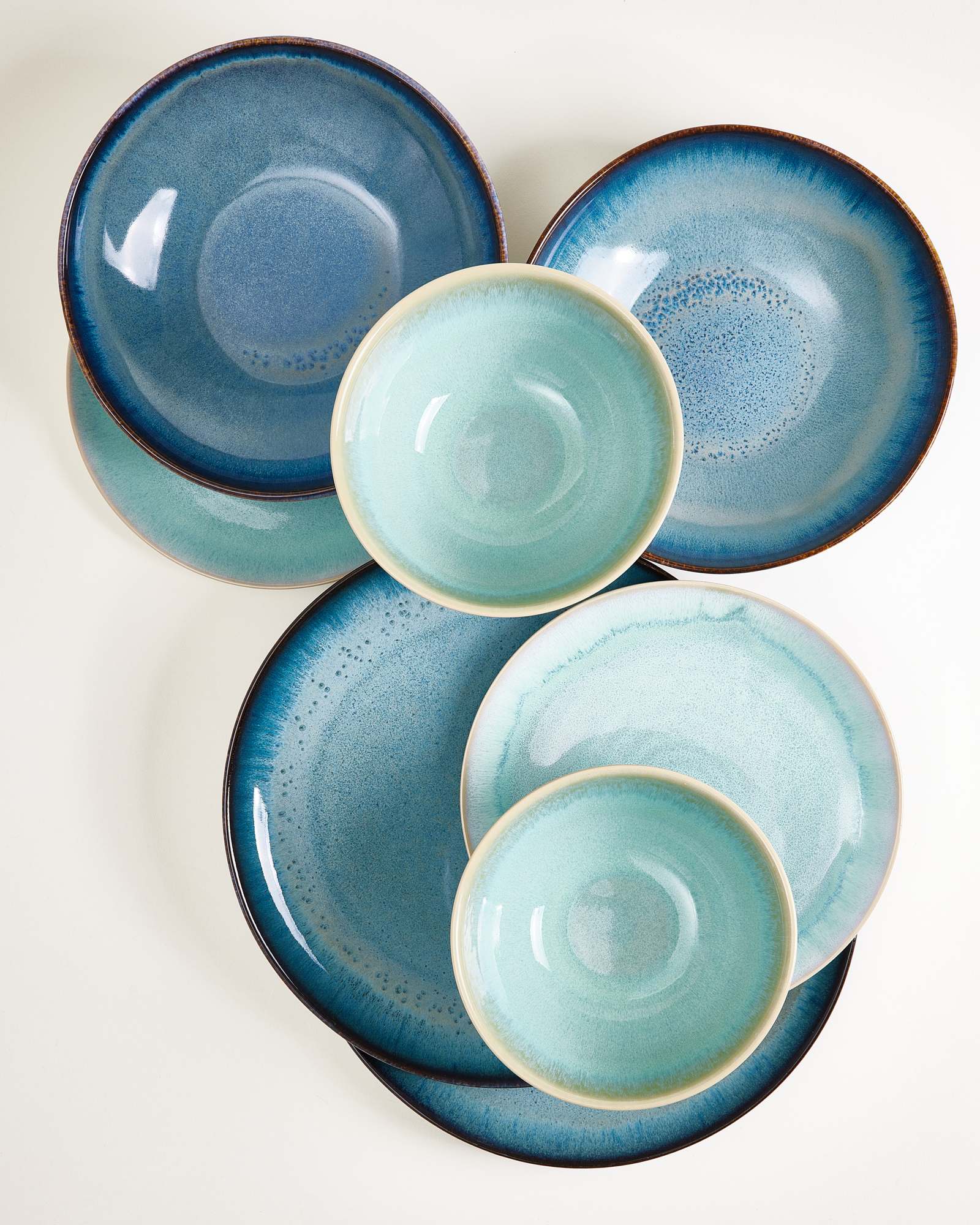 TABLEWARE SET CLASSIC OCEAN VIBES GREEN-BLUE MINT 8 PIECES