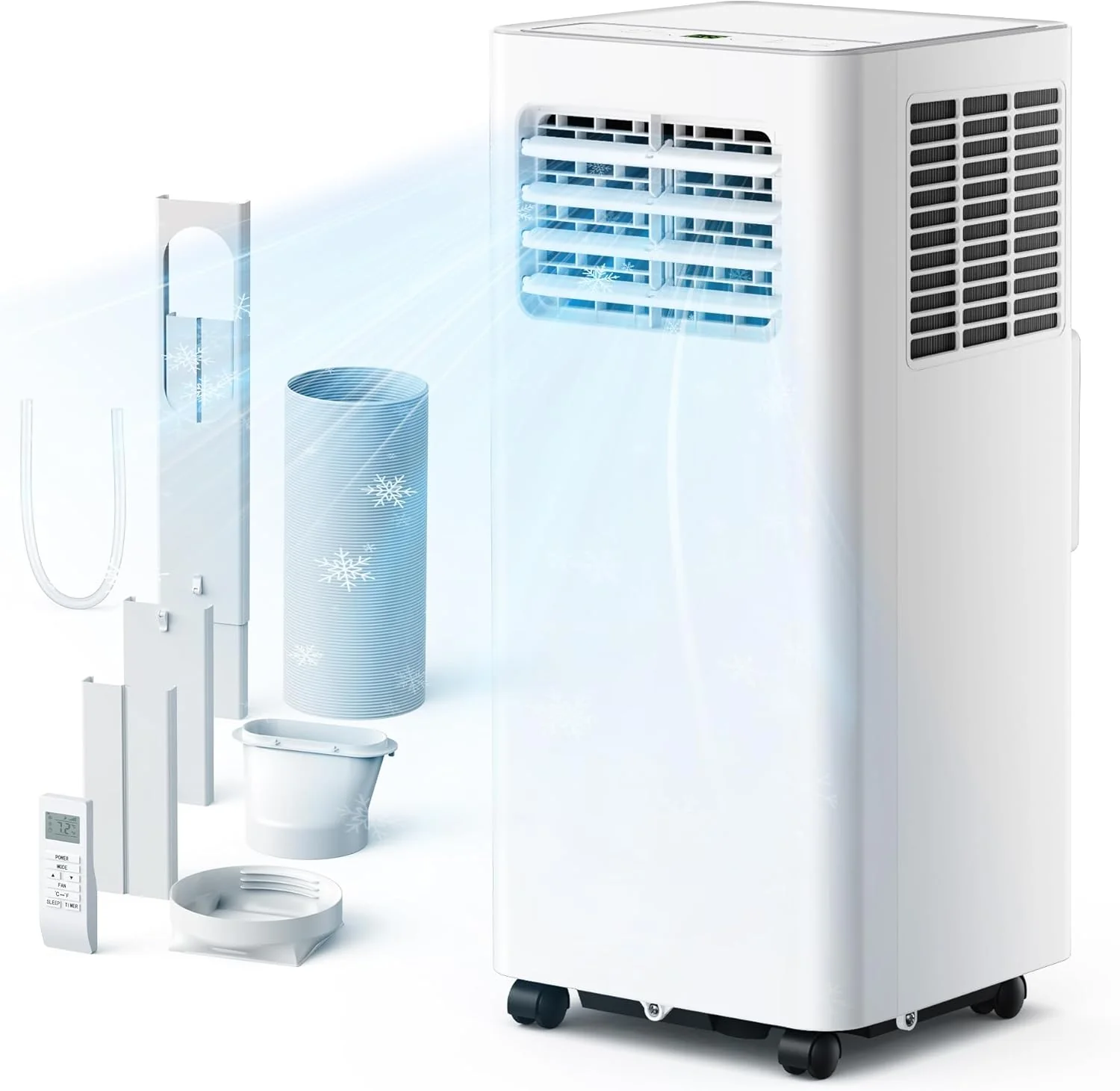 Climatiseurs portables EUHOMY 8000 BTU, climatiseur portable 3 en 1 avec modes refroidissement, déshumidification et ventilation, climatiseur silencieux avec minuterie 24 h et modes sommeil, avec télécommande, pour chambre à coucher, appartements jus