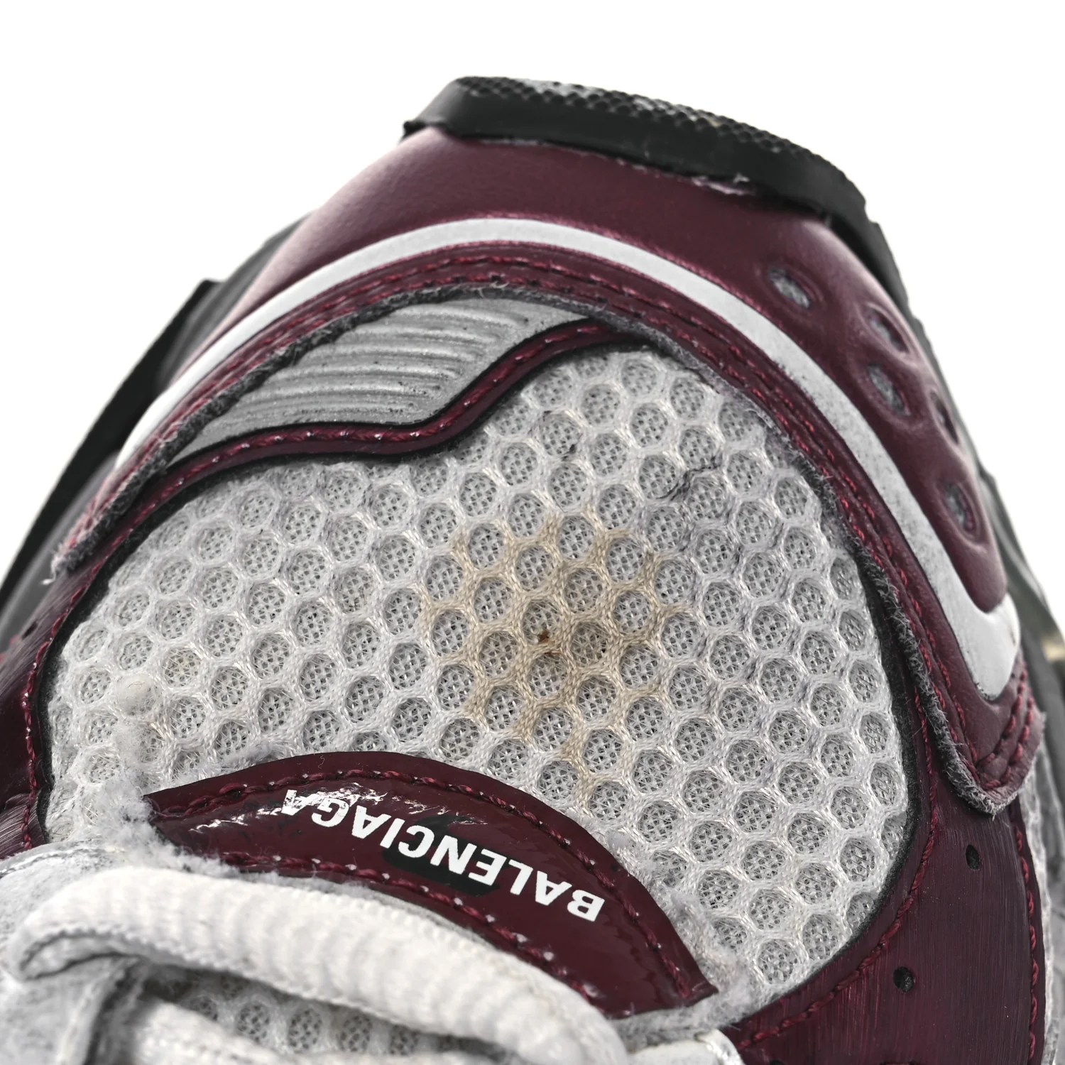 Mesh Rubber Distressed Womens Runner Sneakers 39 White Burgundy Grey