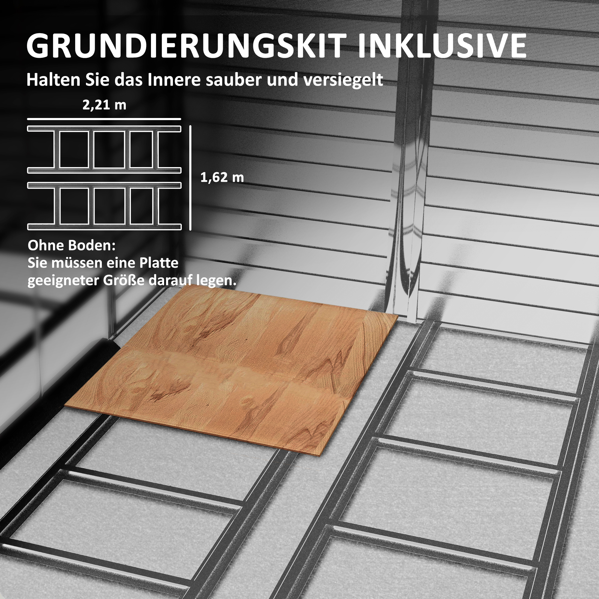 Outsunny Metalen Tuinschuur, Weerbestendig & Roestvrij, Afsluitbaar, 2,40 x 2,06 x 1,98 m, Teak