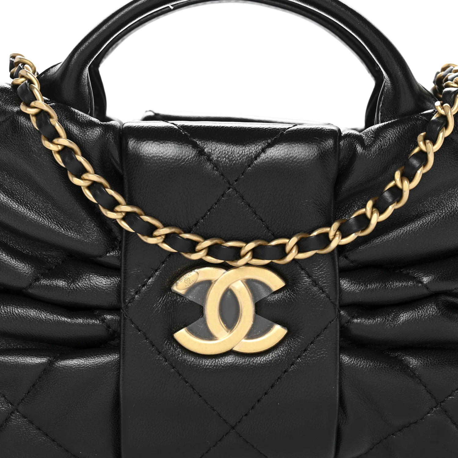 Lambskin Quilted Mini Bow Bag Black