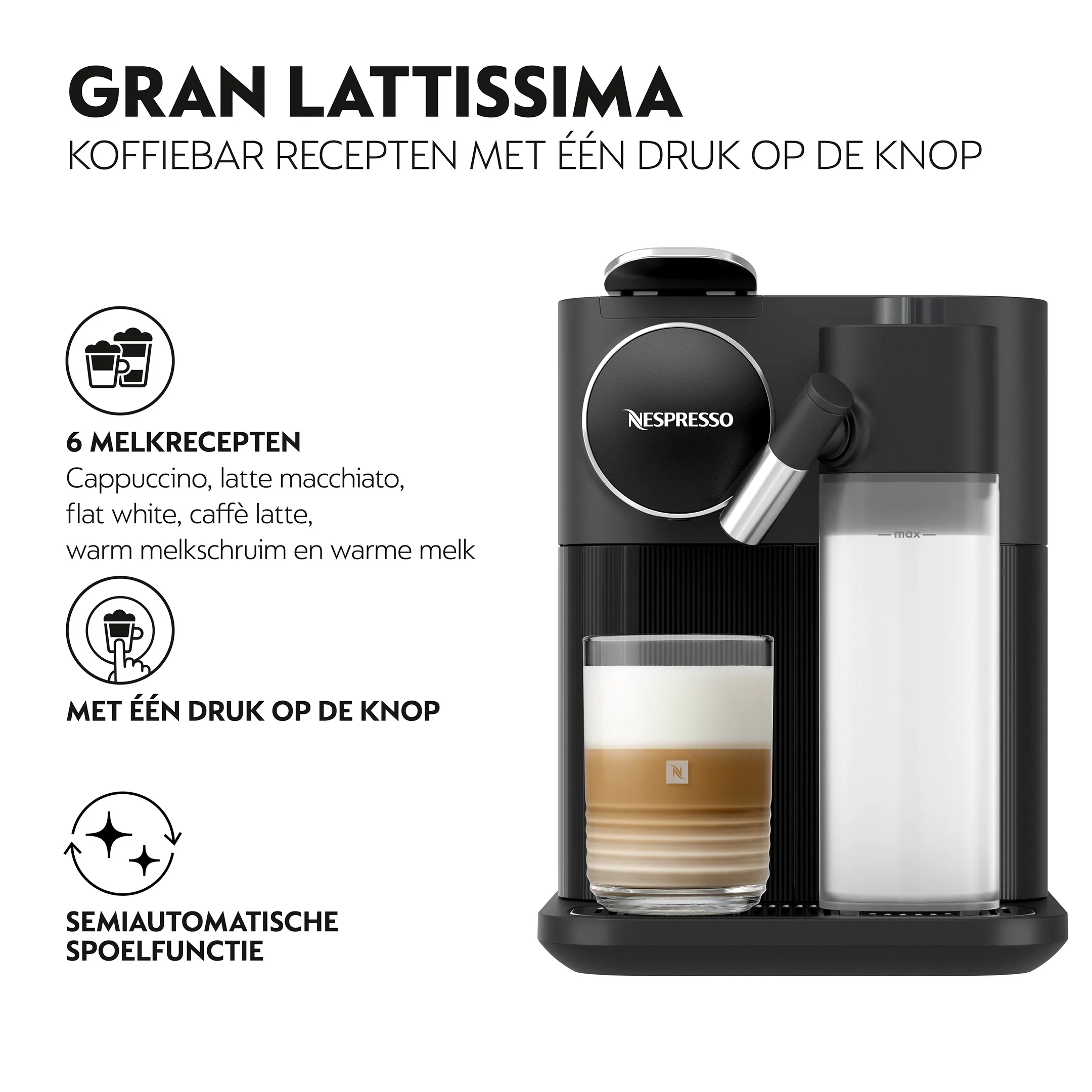 De'Longhi Nespresso Koffiemachine Gran Lattissima Black