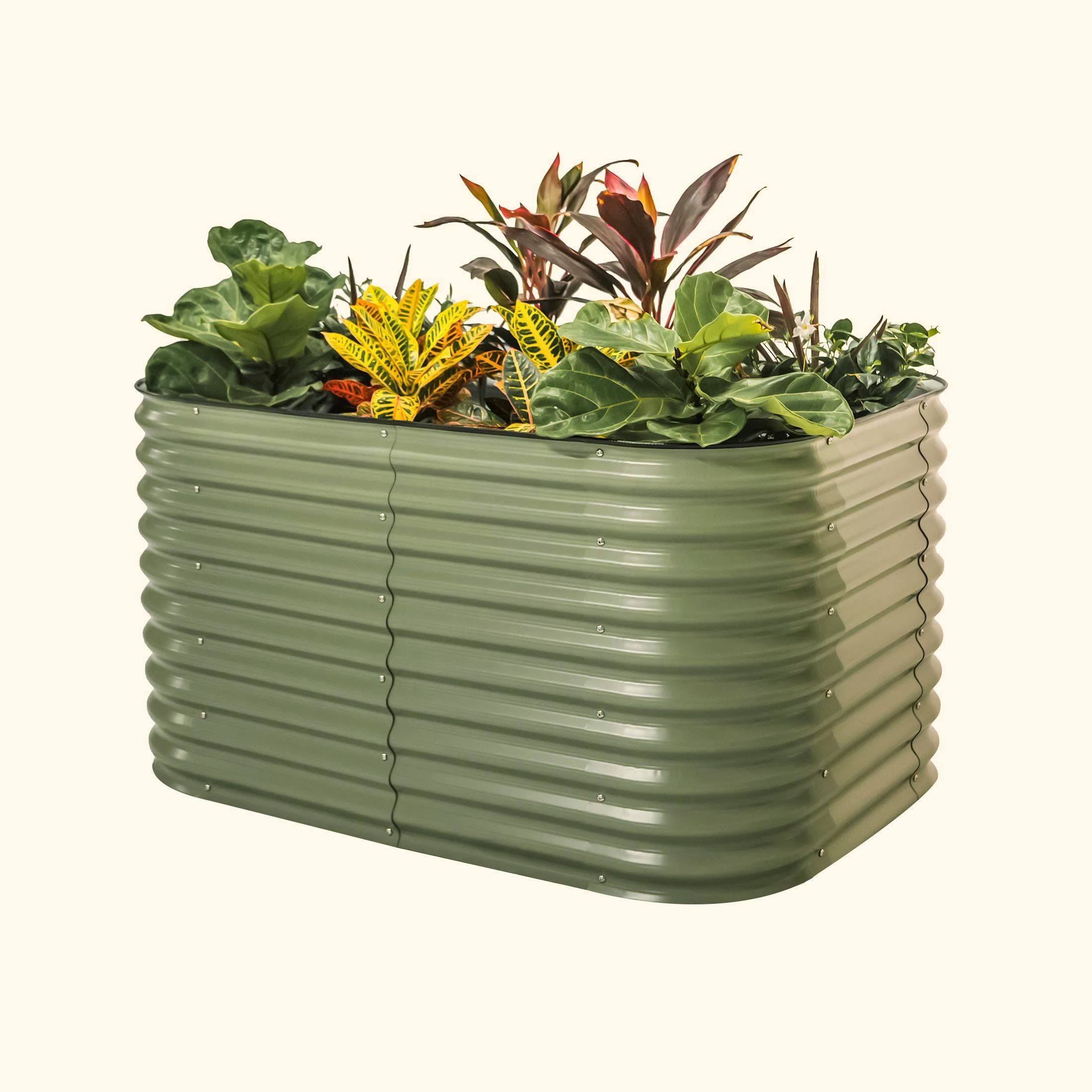 Vego Garden 32 in. Extra Tall 6 in 1 Modular Metal Raised Garden Bed Kit - Olive Green