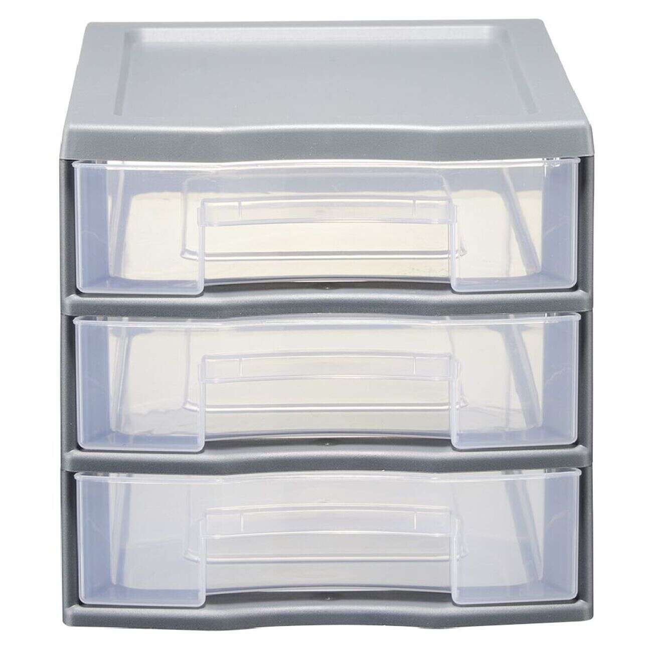 Tour de rangement 3 tiroirs format A6 gris